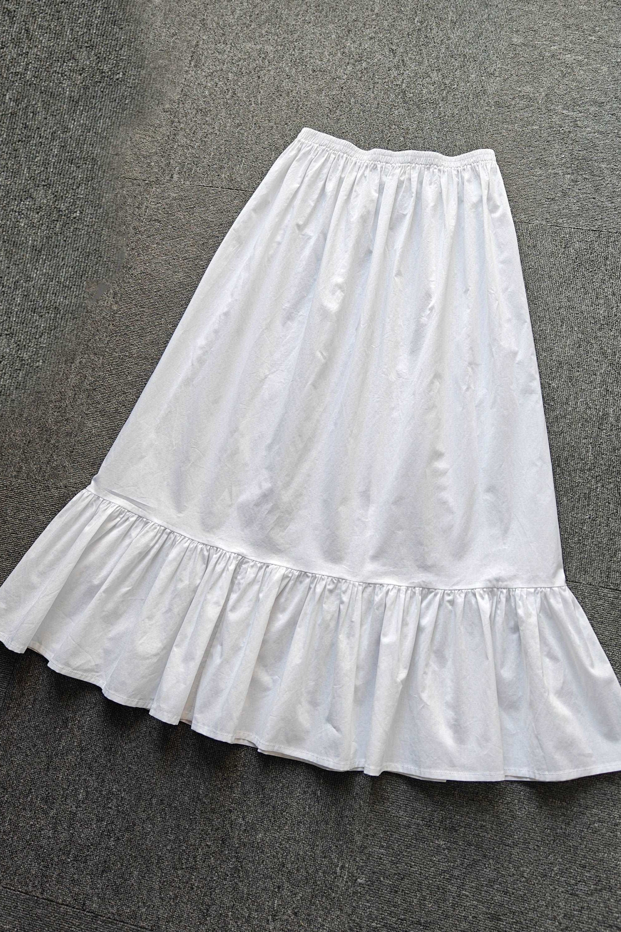 Petticoat Skirt 100% Cotton Half Slip Unterrock Jupon Skirt Extender Slip Underskirt Ivory/Beige/Black