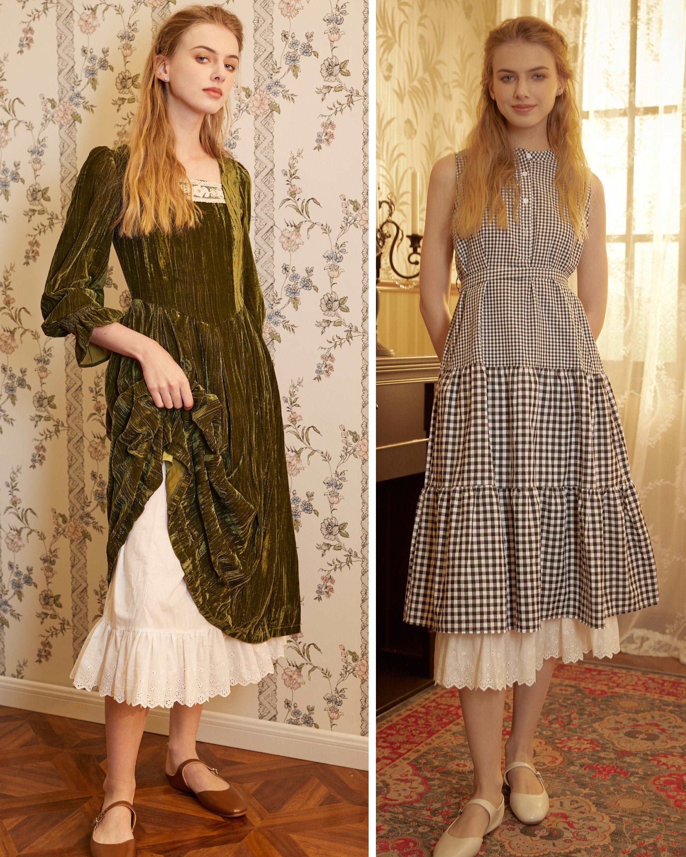 Half Slip Cotton Petticoat Skirt Extender Slip Lace Embroidery Unterrock Medieval Underskirt Ivory Black