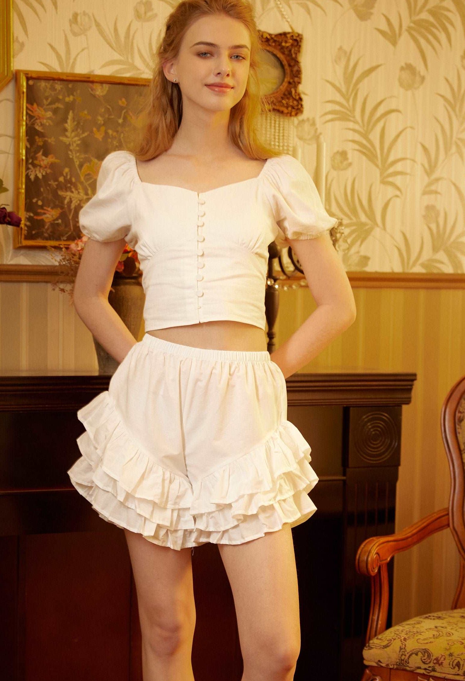 Cotton Bloomers Women Bloomer Shorts Pantaloons Victorian Frilly Bloomers Pajama Summer Shorts Pettipants Ivory Cream Black