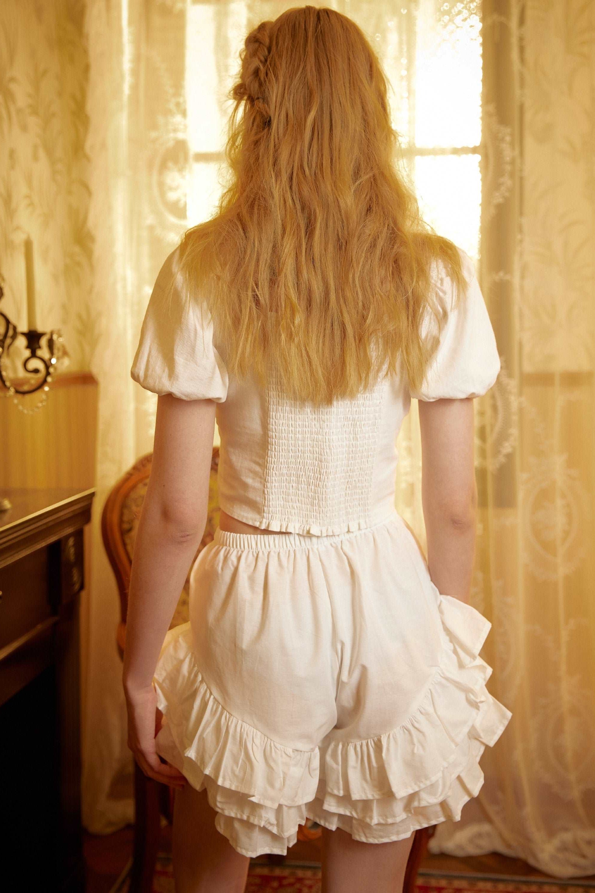 Cotton Bloomers Women Bloomer Shorts Pantaloons Victorian Frilly Bloomers Pajama Summer Shorts Pettipants Ivory Cream Black