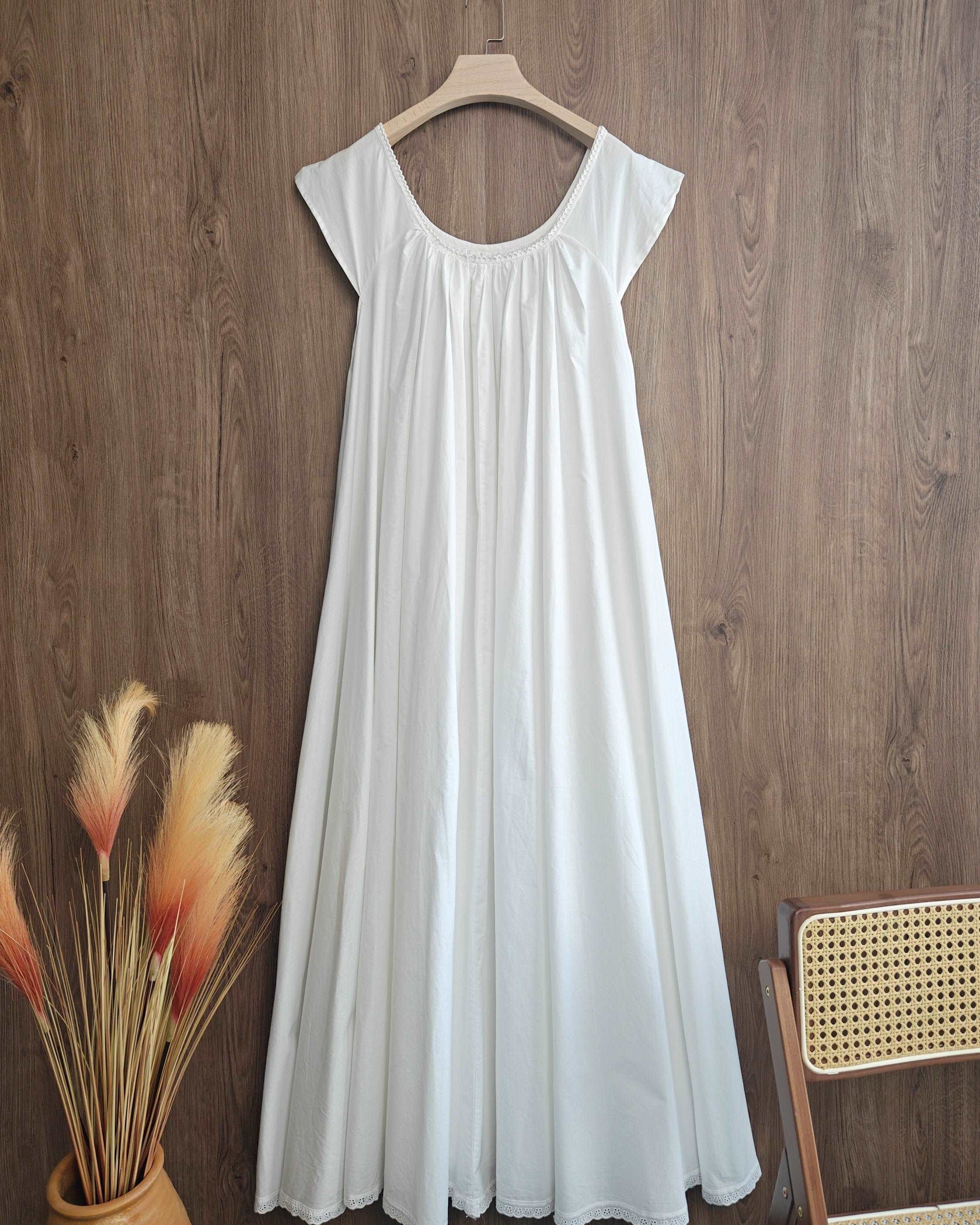 Nightgown 100% Cotton Victorian White Nightgown Women Nightie Maternity Long Dress Plus Size