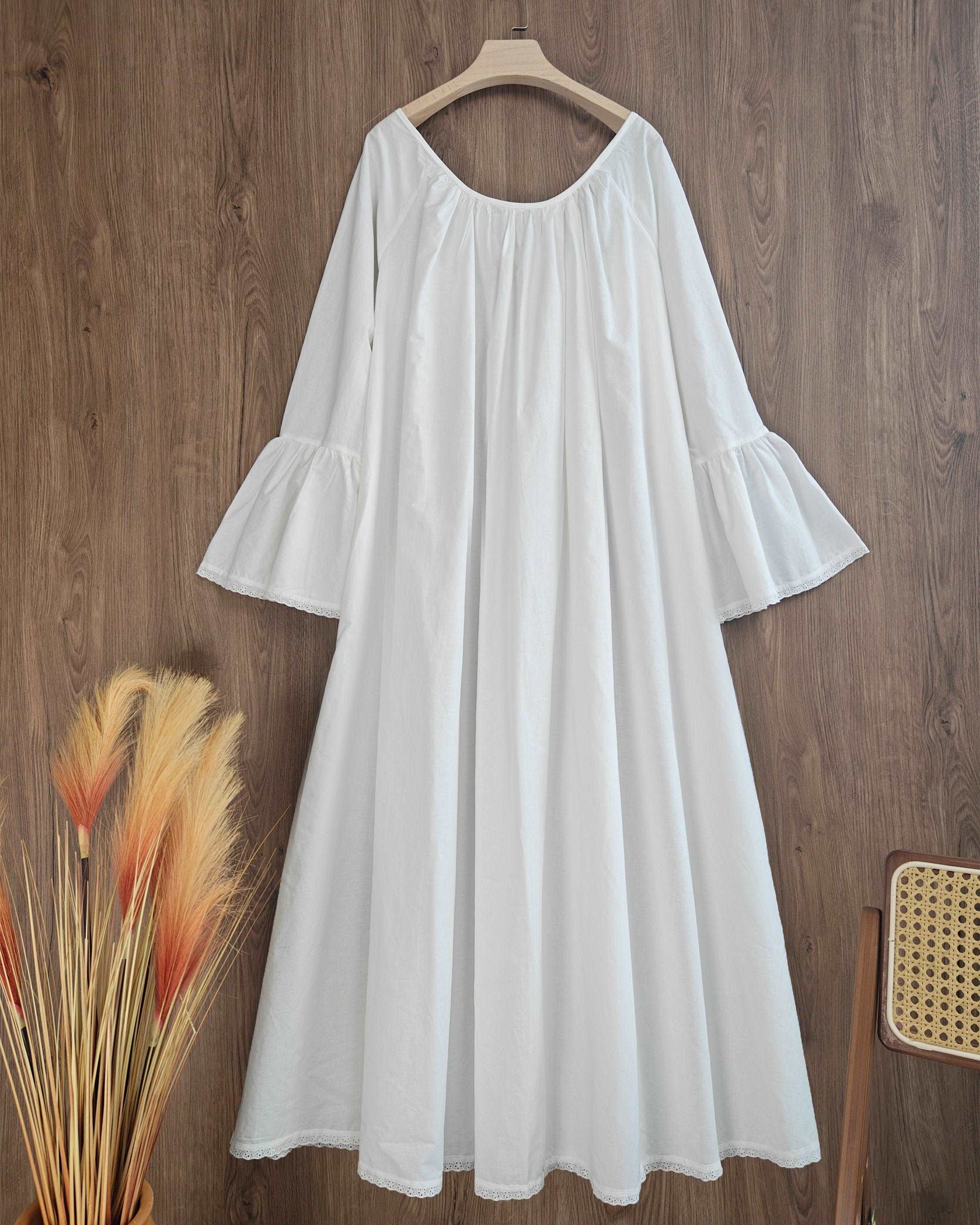 Nightgown Cotton for Women Victorian Nightgown Vintage Inspired Sleepwear Long Bell Sleeve Medieval nightgown Plus Size