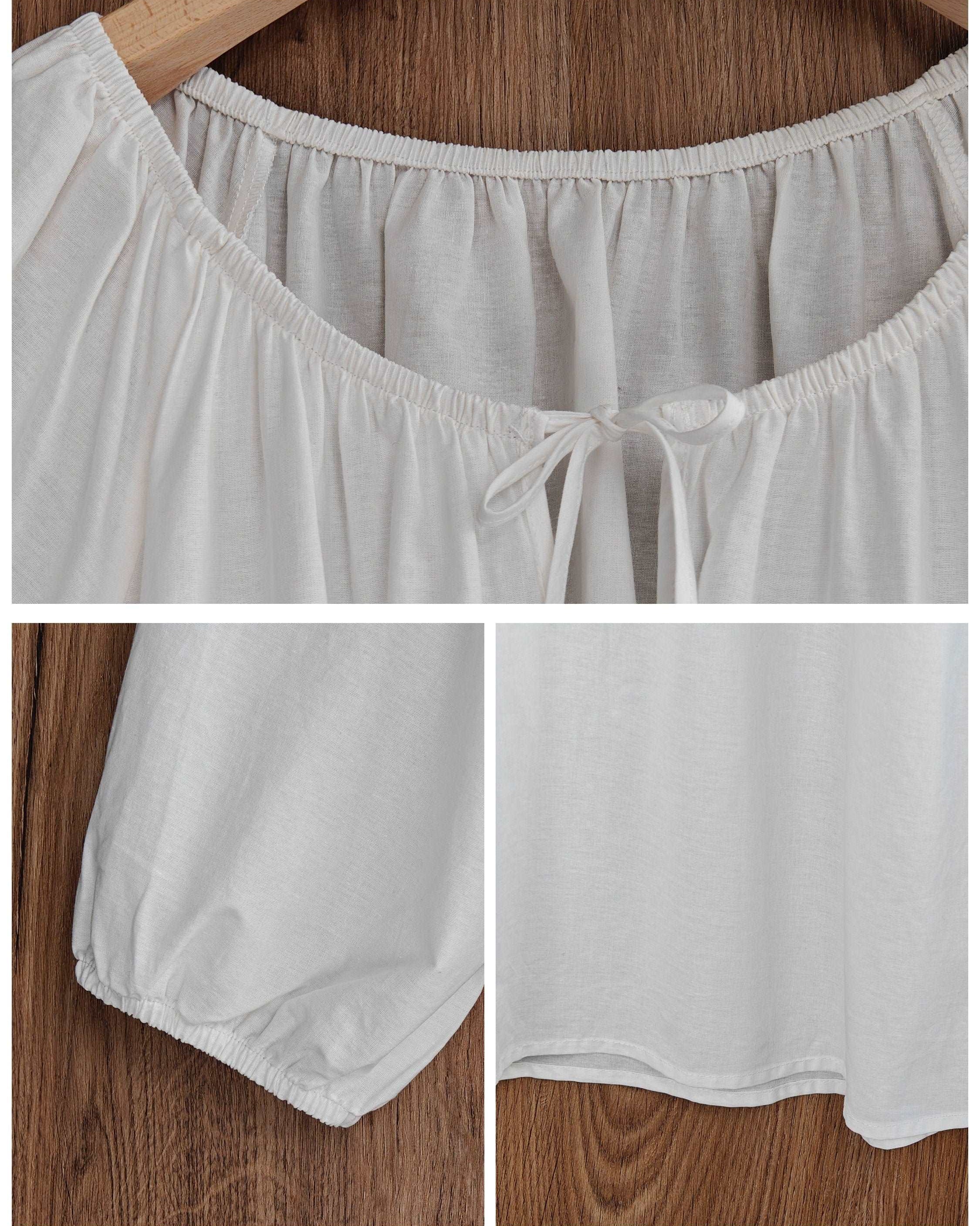 Nightgown Cotton for Women Victorian Nightgown Long Sleepwear Scoop Neck Three-quarter Sleeve Medieval Nightgown Plus Size