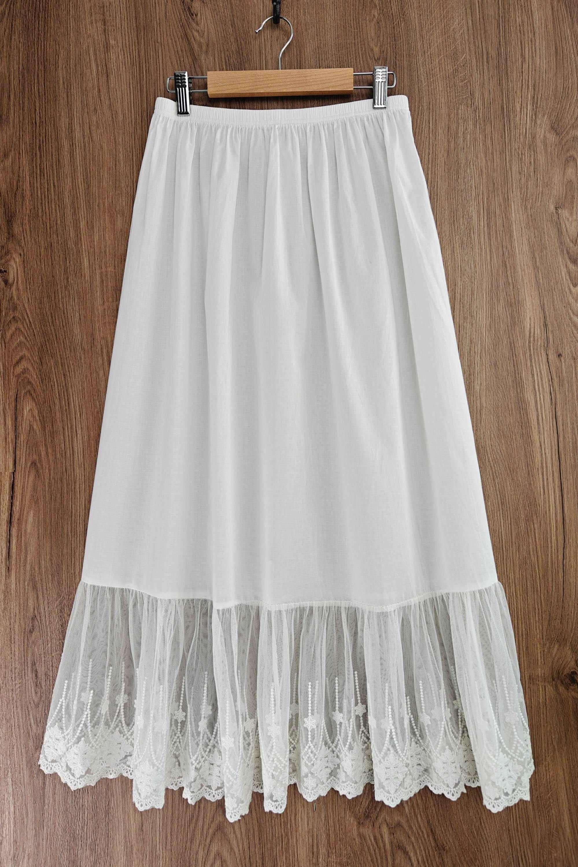 Half Slip Cotton Petticoat Skirt Extender Slip Flowers Lace Trim Unterrock Vintage Inspired Underskirt Ivory Black