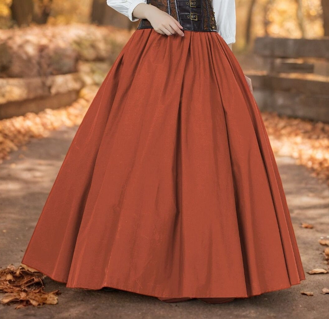 Victorian Style Skirt Cotton Long Skirt Period Skirt Medieval outfits Renaissance Festival Skirt Ren Faire Costume Full Length