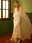 Bridal Cape High Low Chiffon Long Ivory Cape Wedding Bolero for Bride Wedding Shoulder cover up Bridal Jacket cape