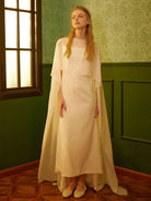 Bridal Cape High Low Chiffon Long Ivory Cape Wedding Bolero for Bride Wedding Shoulder cover up Bridal Jacket cape