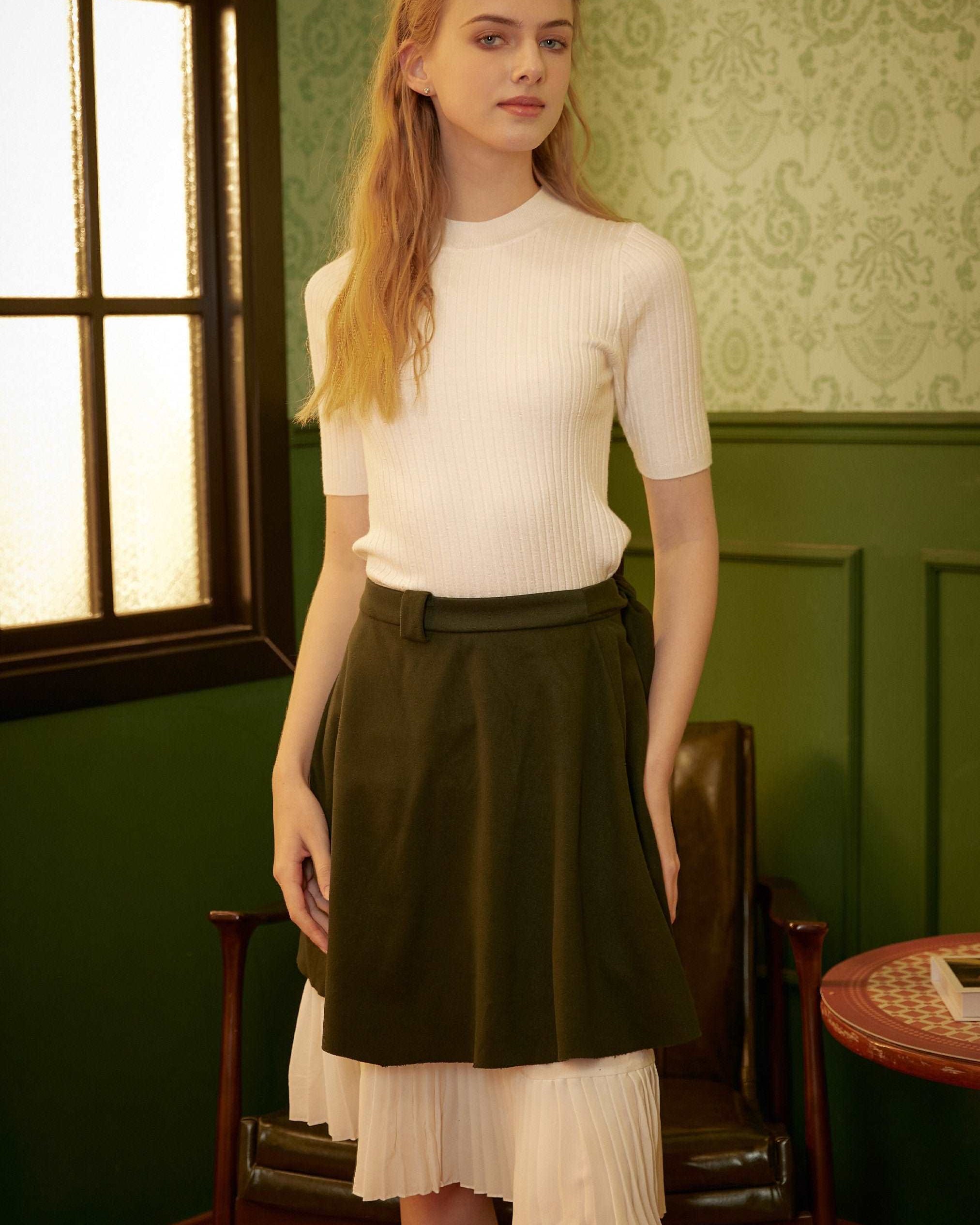 Half Slip Cotton Pleated Skirt Design Petticoat Skirt Extender Unterrock Vintage Inspired Underskirt Ivory Knee Length Elastic Waistband