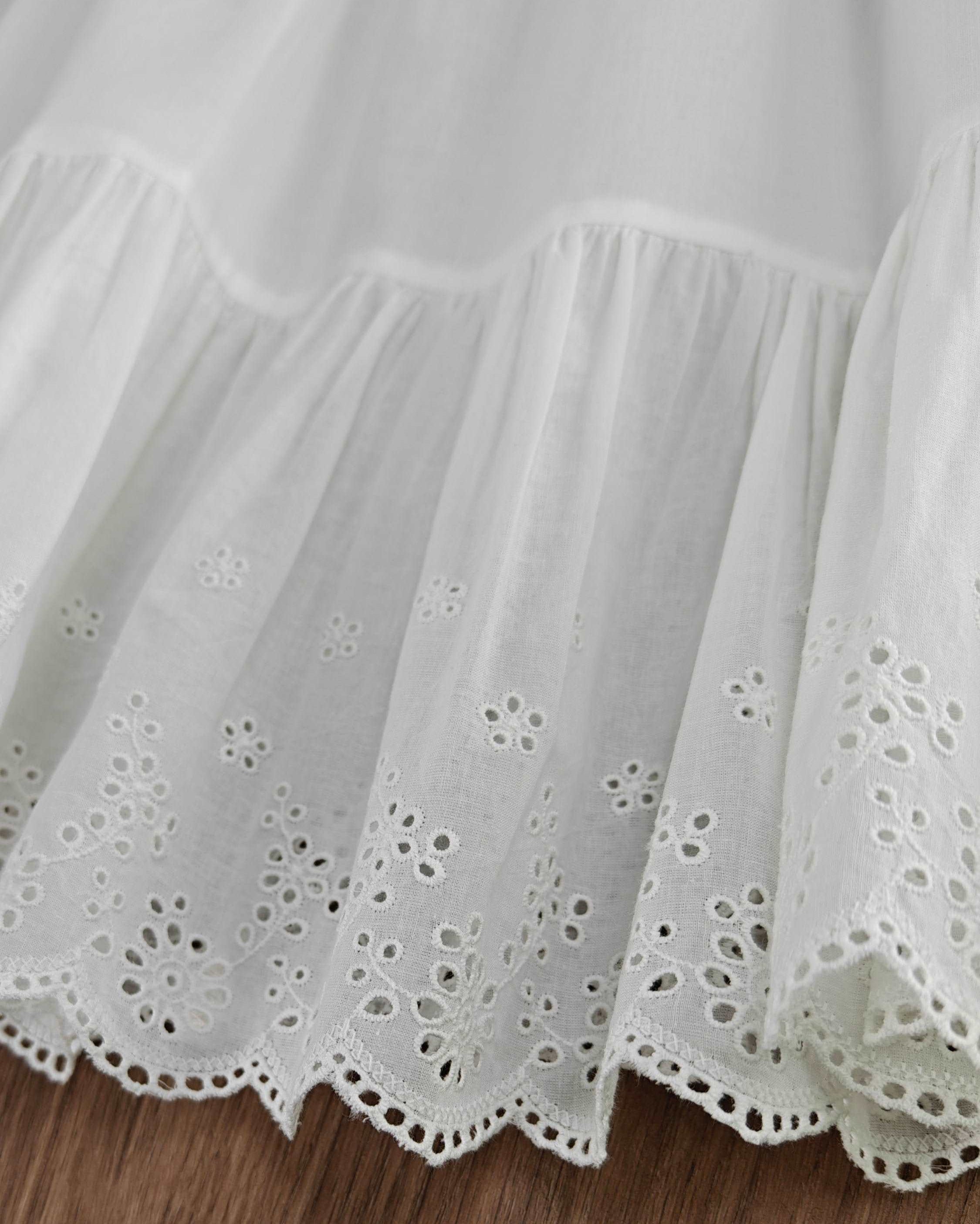 Half Slip Cotton Petticoat Skirt Extender Slip Hollow Flowers Lace Unterrock Vintage Inspired Underskirt Ivory