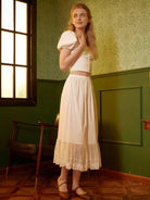 Half Slip Cotton Petticoat Skirt Extender Slip Flowers Lace Trim Unterrock Vintage Inspired Underskirt Ivory Black