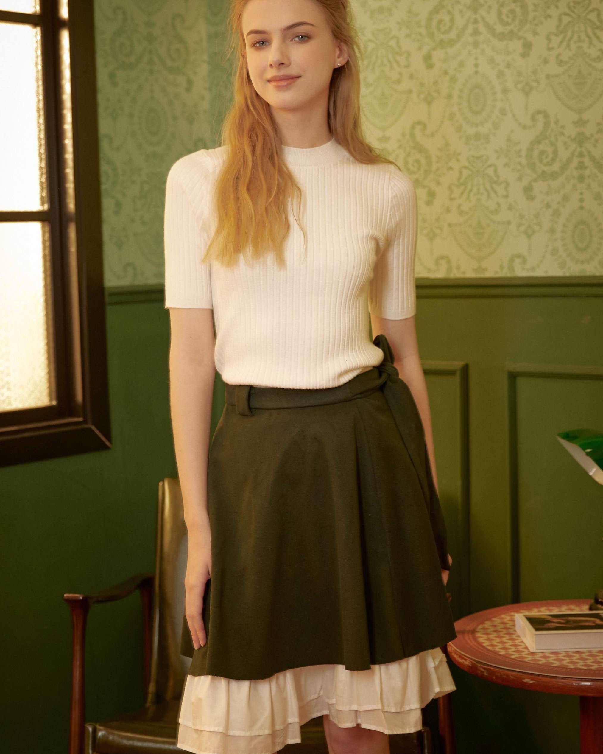 Cotton Petticoat Skirt Half Slip Underskirt Knee Length Skirt Extender Ruffles Retro Style