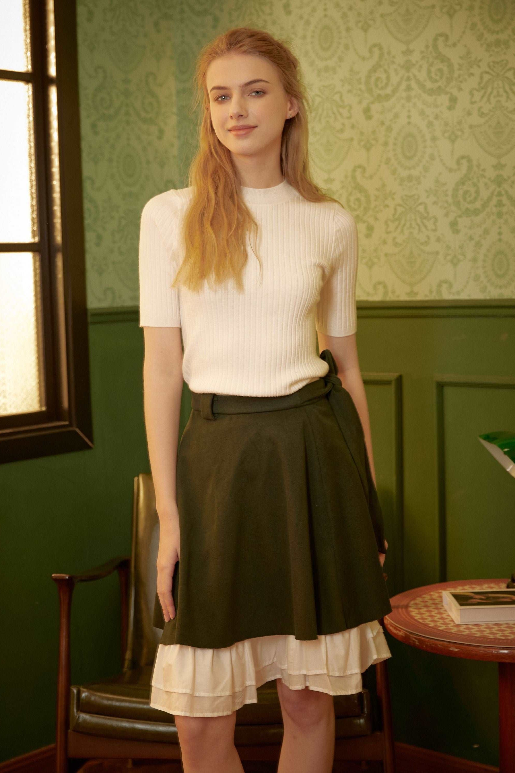 Cotton Petticoat Skirt Half Slip Underskirt Knee Length Skirt Extender Ruffles Retro Style