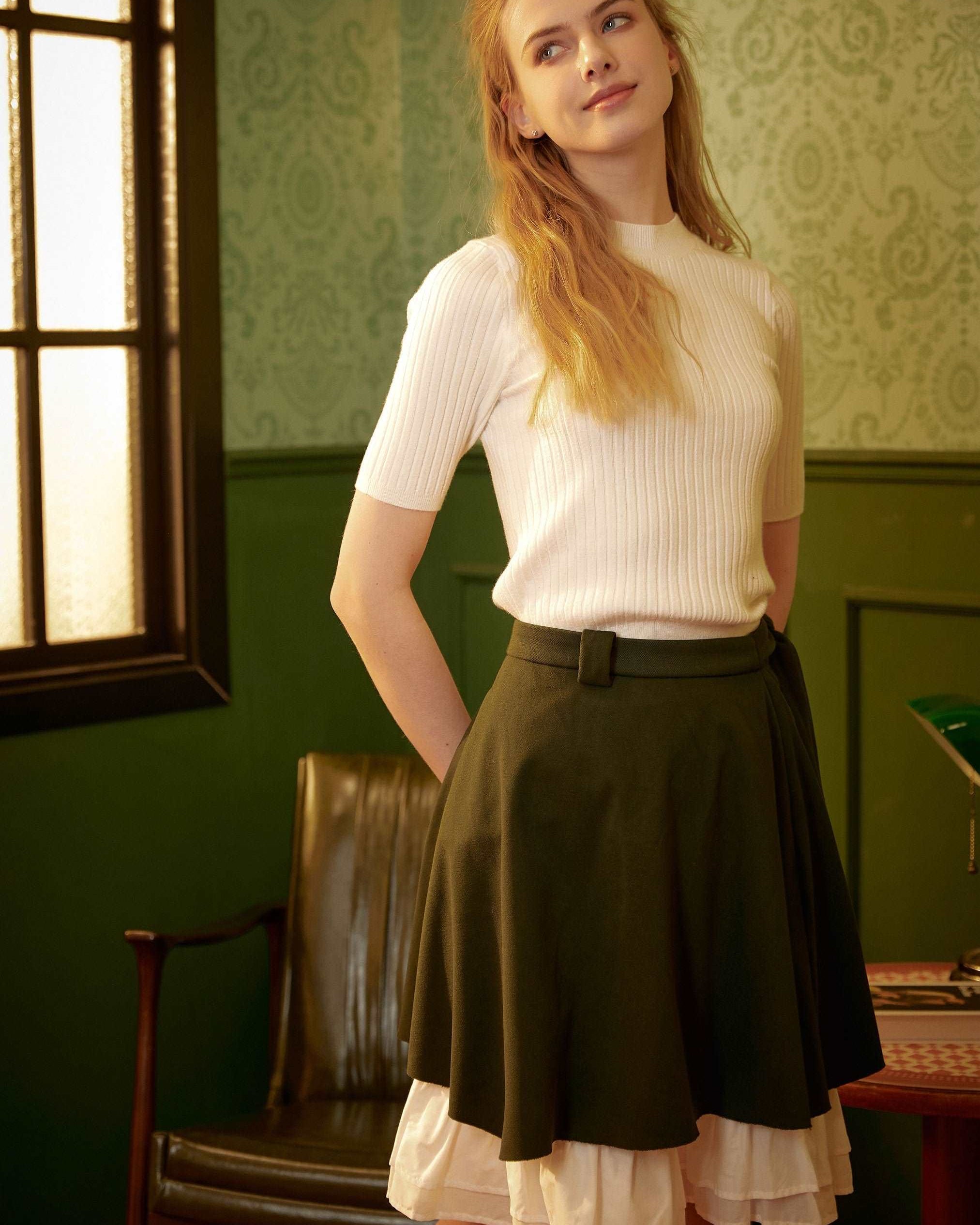 Cotton Petticoat Skirt Half Slip Underskirt Knee Length Skirt Extender Ruffles Retro Style