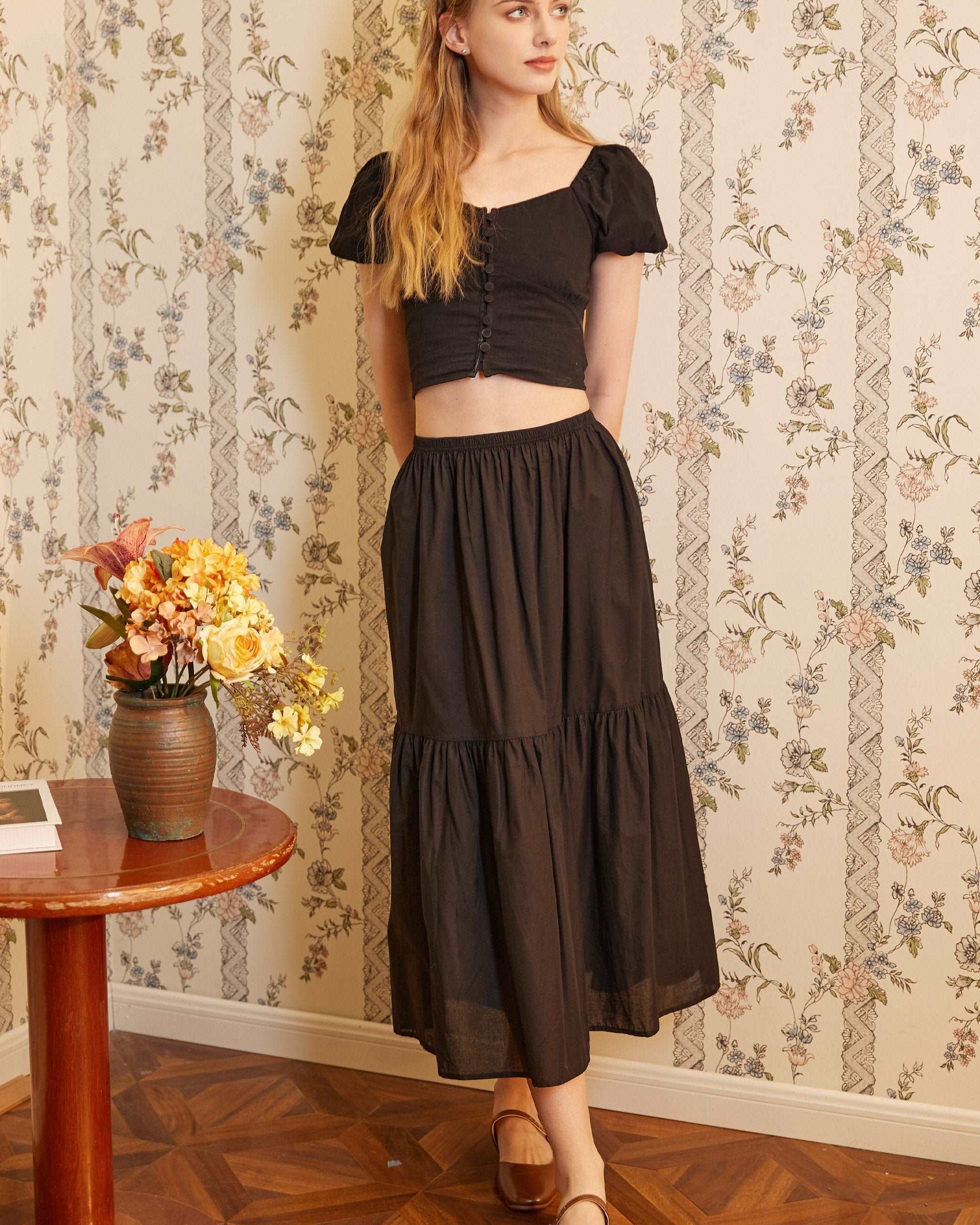 Petticoat 100% Cotton Underskirt Half Slip Unterrock Jupon Long Petticoat Skirt Extender Slip Ivory/White/Black Two Lengths