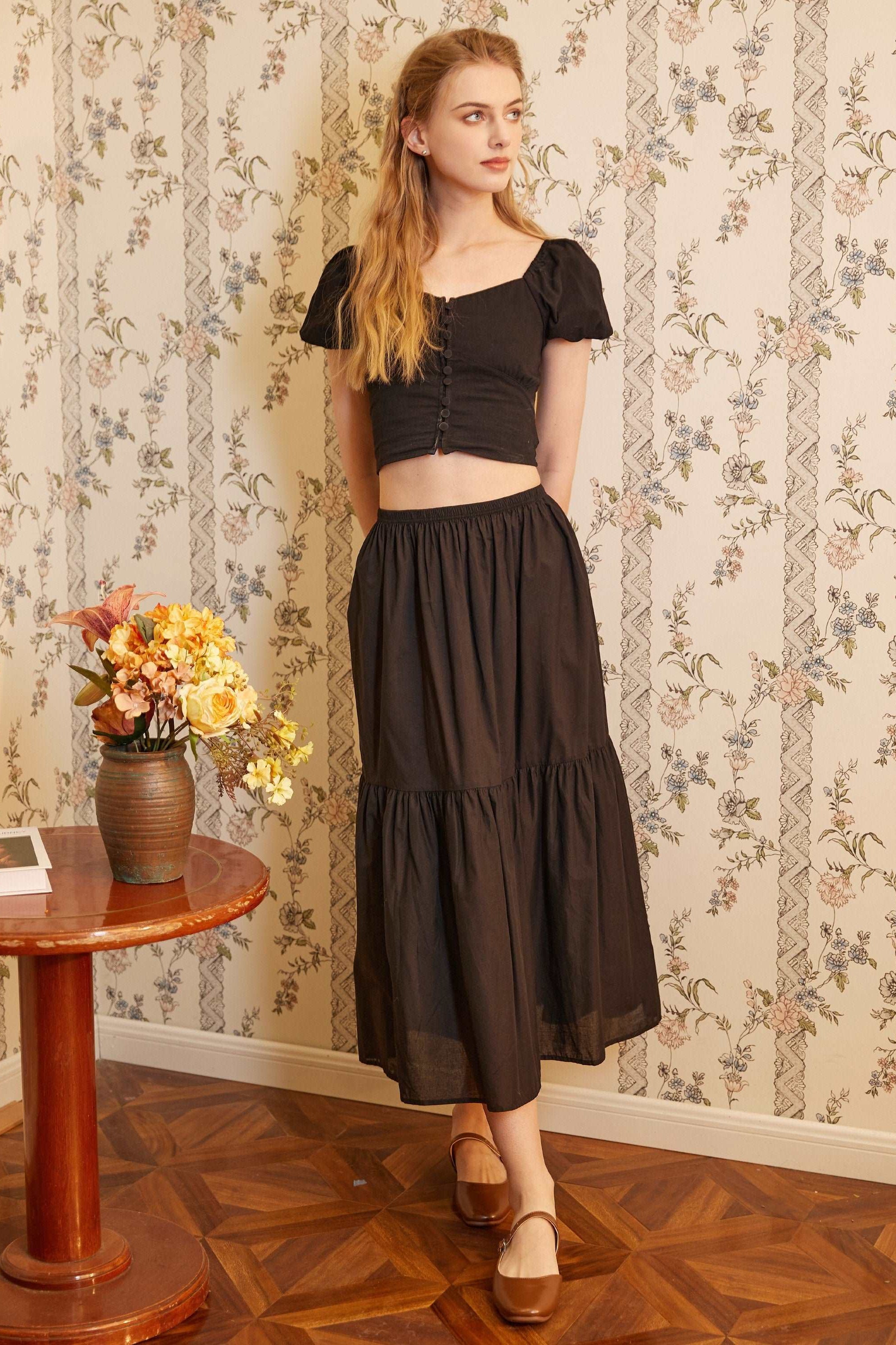 Petticoat 100% Cotton Underskirt Half Slip Unterrock Jupon Long Petticoat Skirt Extender Slip Ivory/White/Black Two Lengths