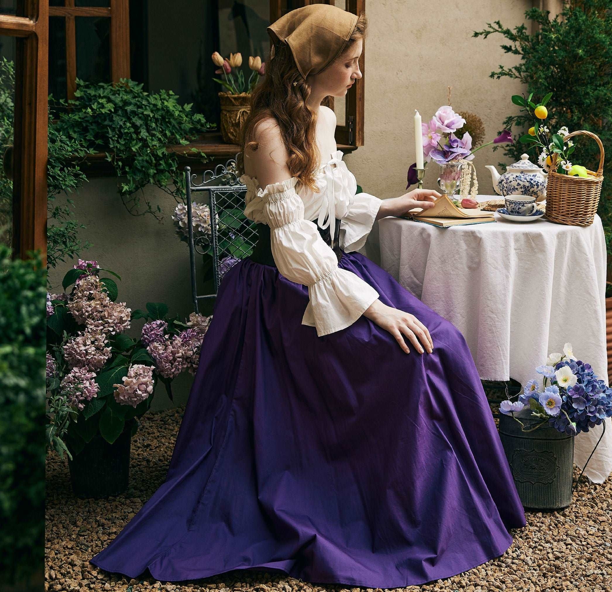 Renaissance Skirt Victorian Cotton Skirt Long Skirt Jupe Longue Purple Maxi Skirt Medieval Dress Skirt Ren Faire Skirt Boho Skirt