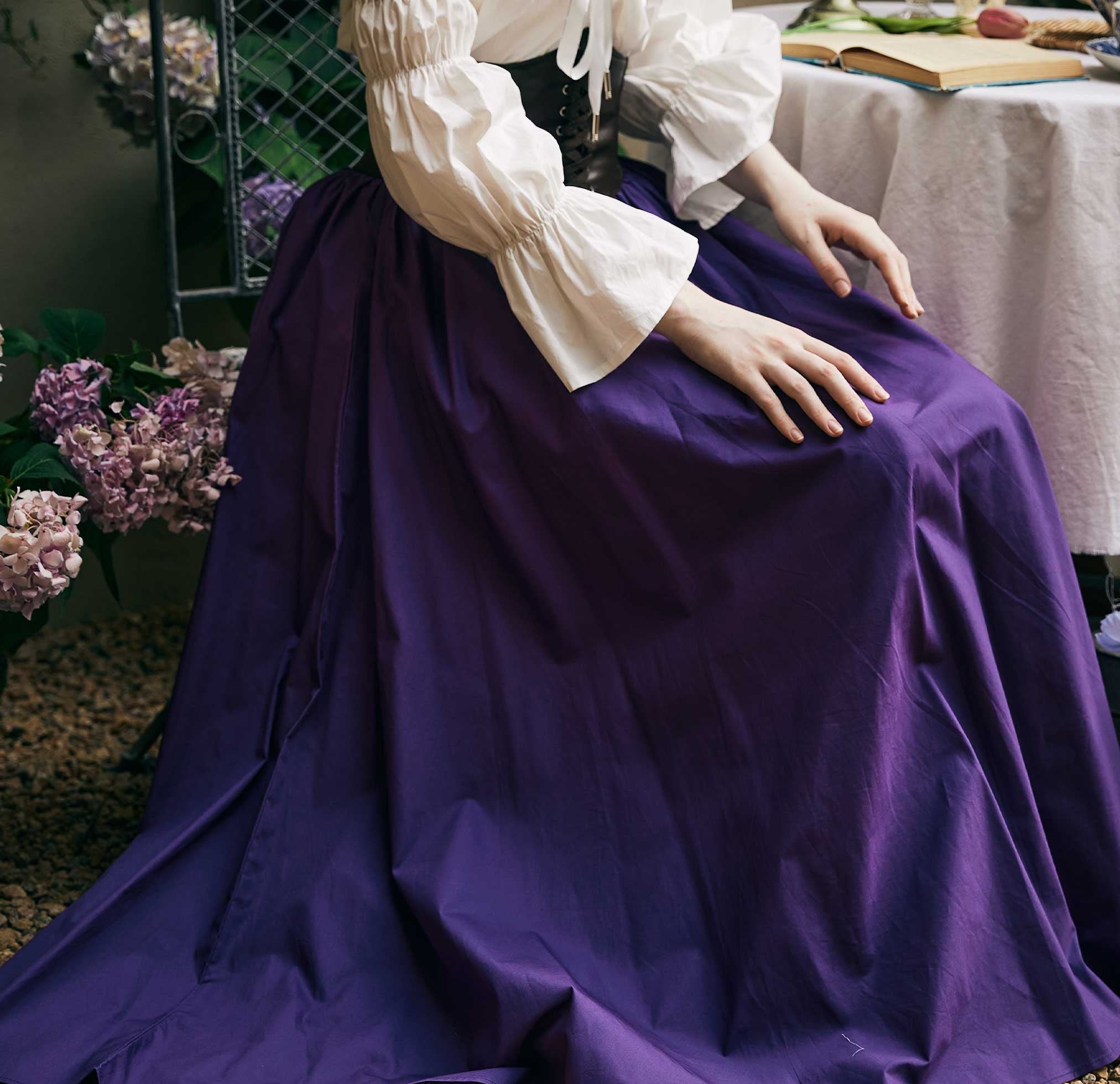 Renaissance Skirt Victorian Cotton Skirt Long Skirt Jupe Longue Purple Maxi Skirt Medieval Dress Skirt Ren Faire Skirt Boho Skirt
