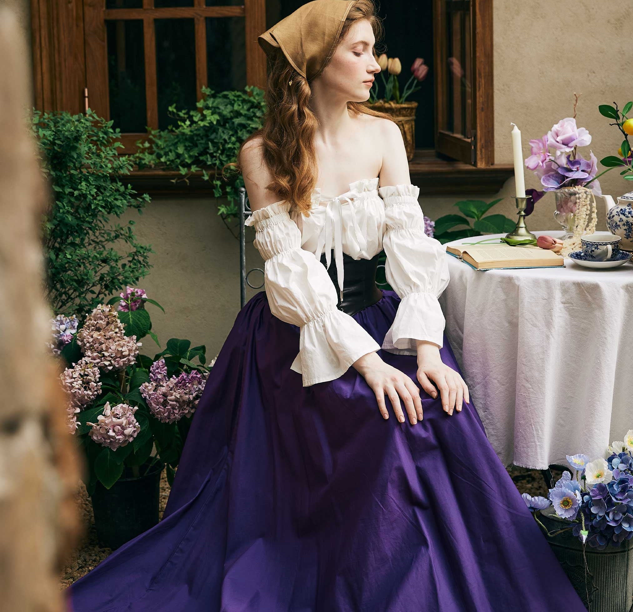 Renaissance Skirt Victorian Cotton Skirt Long Skirt Jupe Longue Purple Maxi Skirt Medieval Dress Skirt Ren Faire Skirt Boho Skirt
