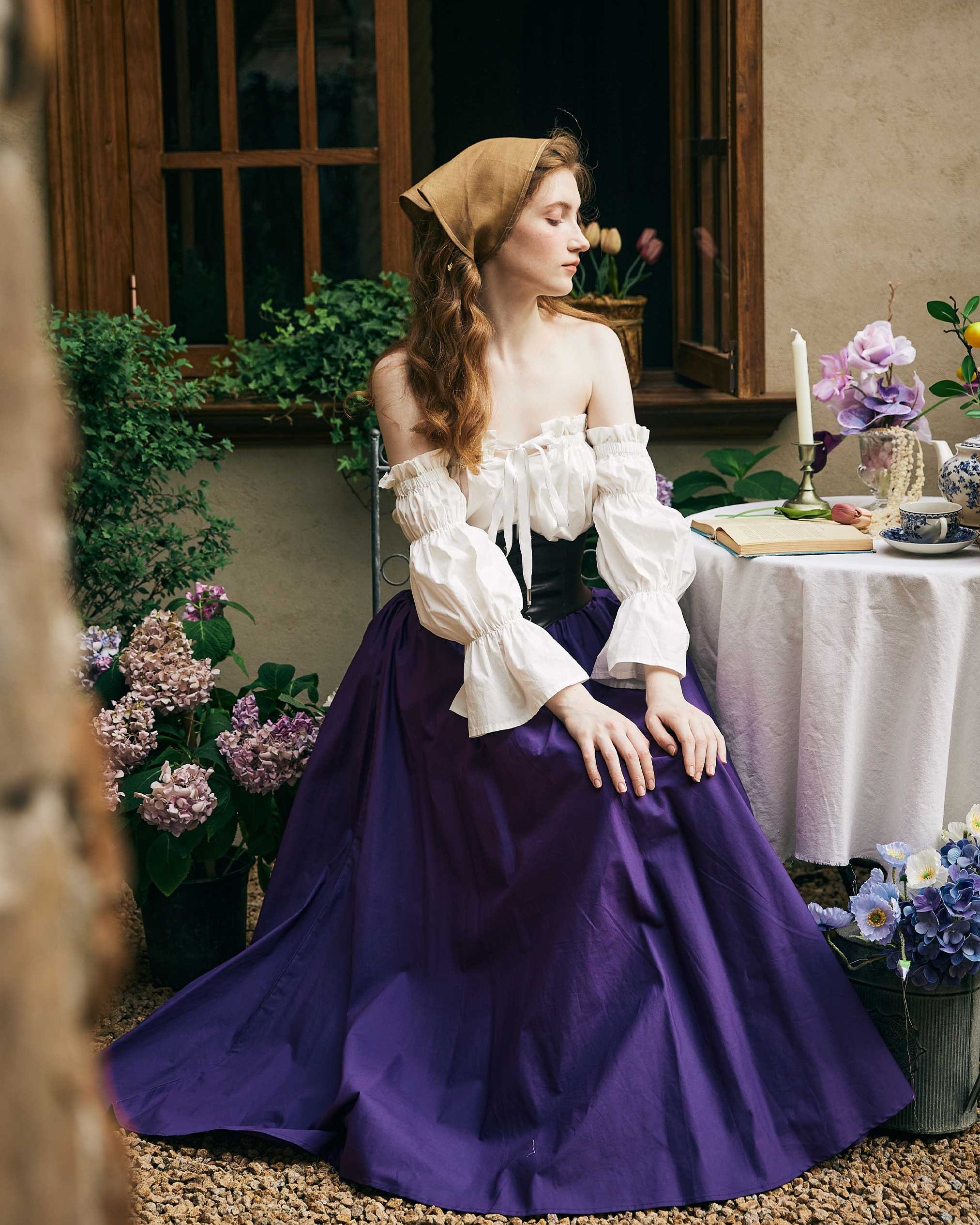 Renaissance Skirt Victorian Cotton Skirt Long Skirt Jupe Longue Purple Maxi Skirt Medieval Dress Skirt Ren Faire Skirt Boho Skirt