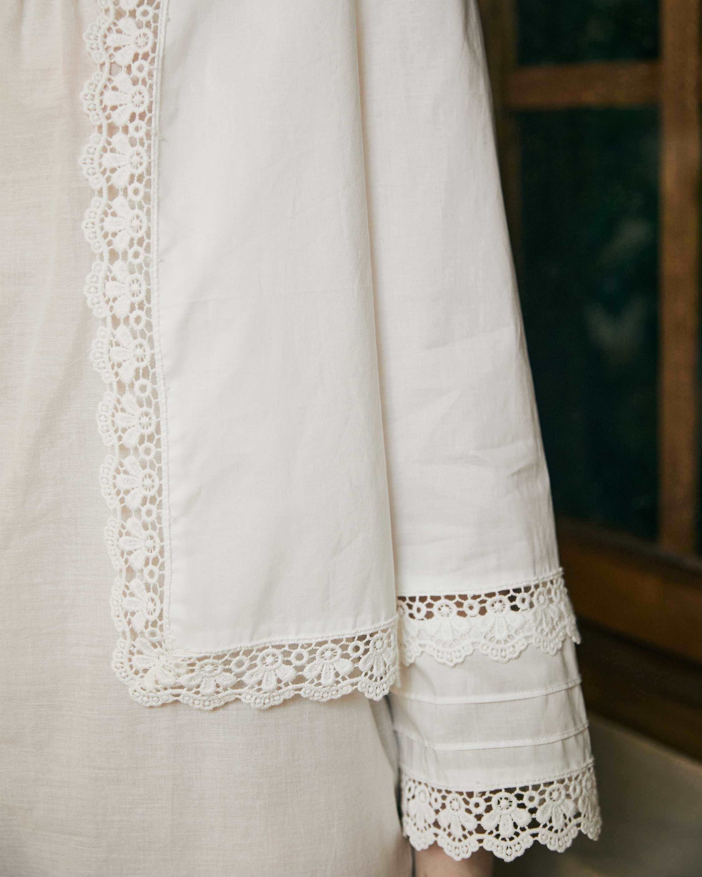 100% Cotton Victorian-Inspired Bed Jacket - Vintage Style with Lace and Embroidery - Perfect Over Nightgowns - Elegant Cotton Cardigan Top