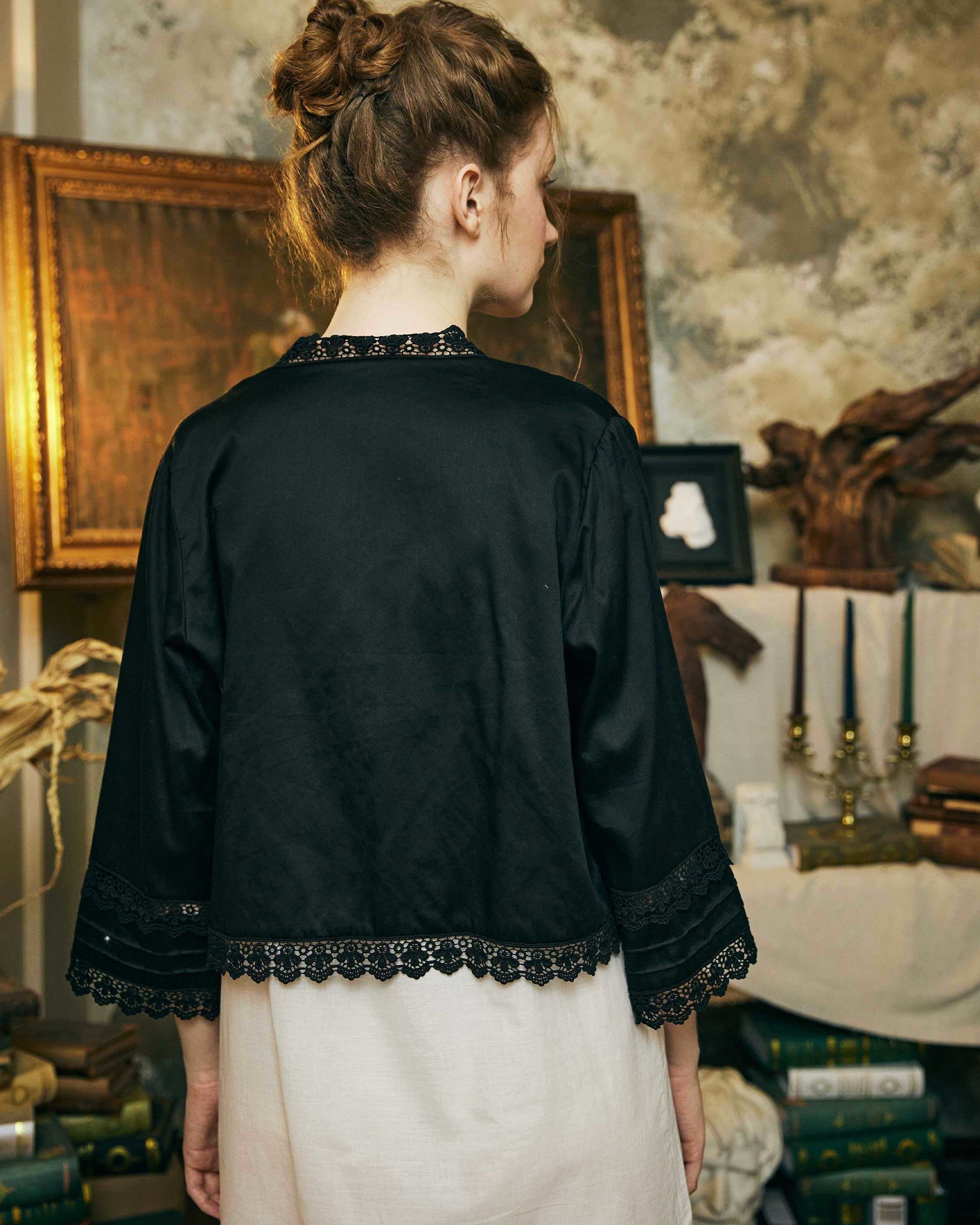 100% Cotton Victorian-Inspired Bed Jacket - Vintage Style with Lace and Embroidery - Perfect Over Nightgowns - Elegant Cotton Cardigan Top