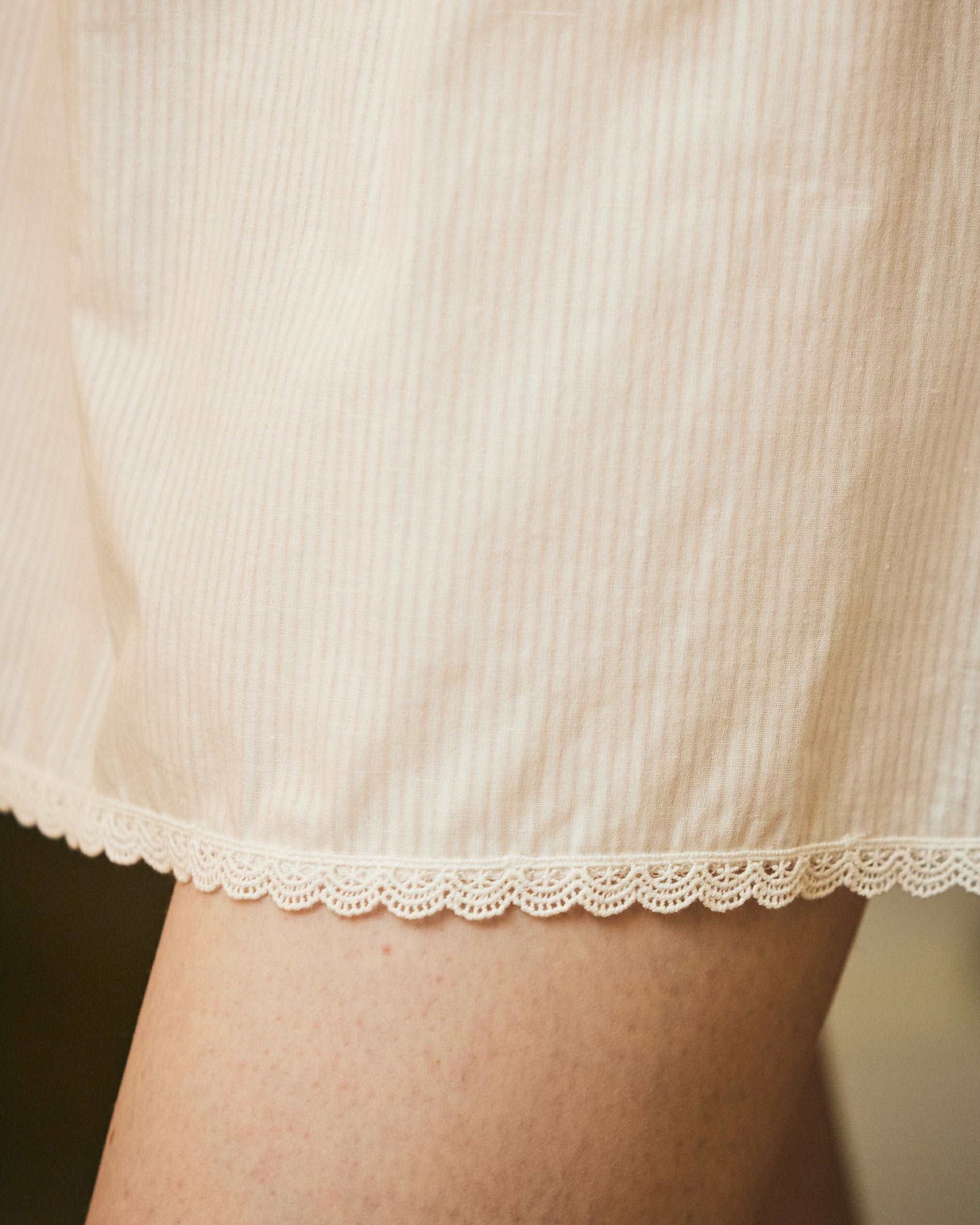 Cotton Half Slip Victorian Petticoat Skirt Organic Cotton Unterrock Women White Underskirt with Lace Trim in Three Lengths Stripe Elements