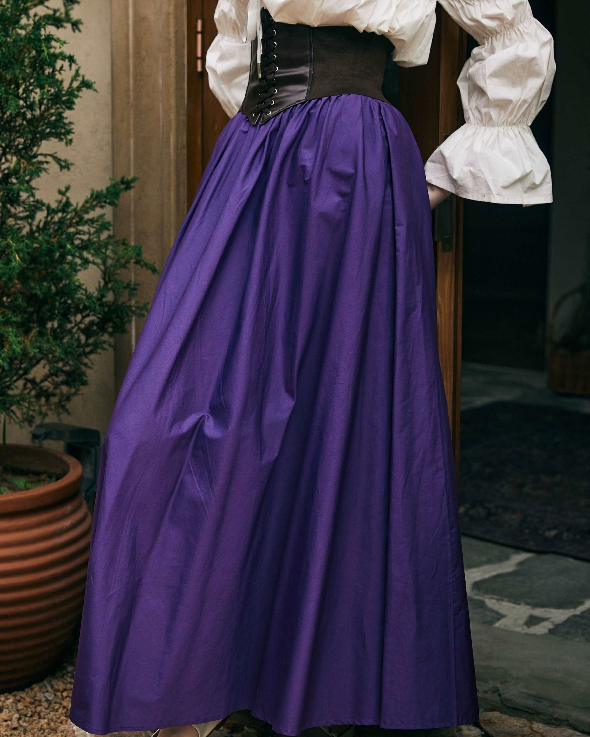 Renaissance Skirt Victorian Cotton Skirt Long Skirt Jupe Longue Purple Maxi Skirt Medieval Dress Skirt Ren Faire Skirt Boho Skirt