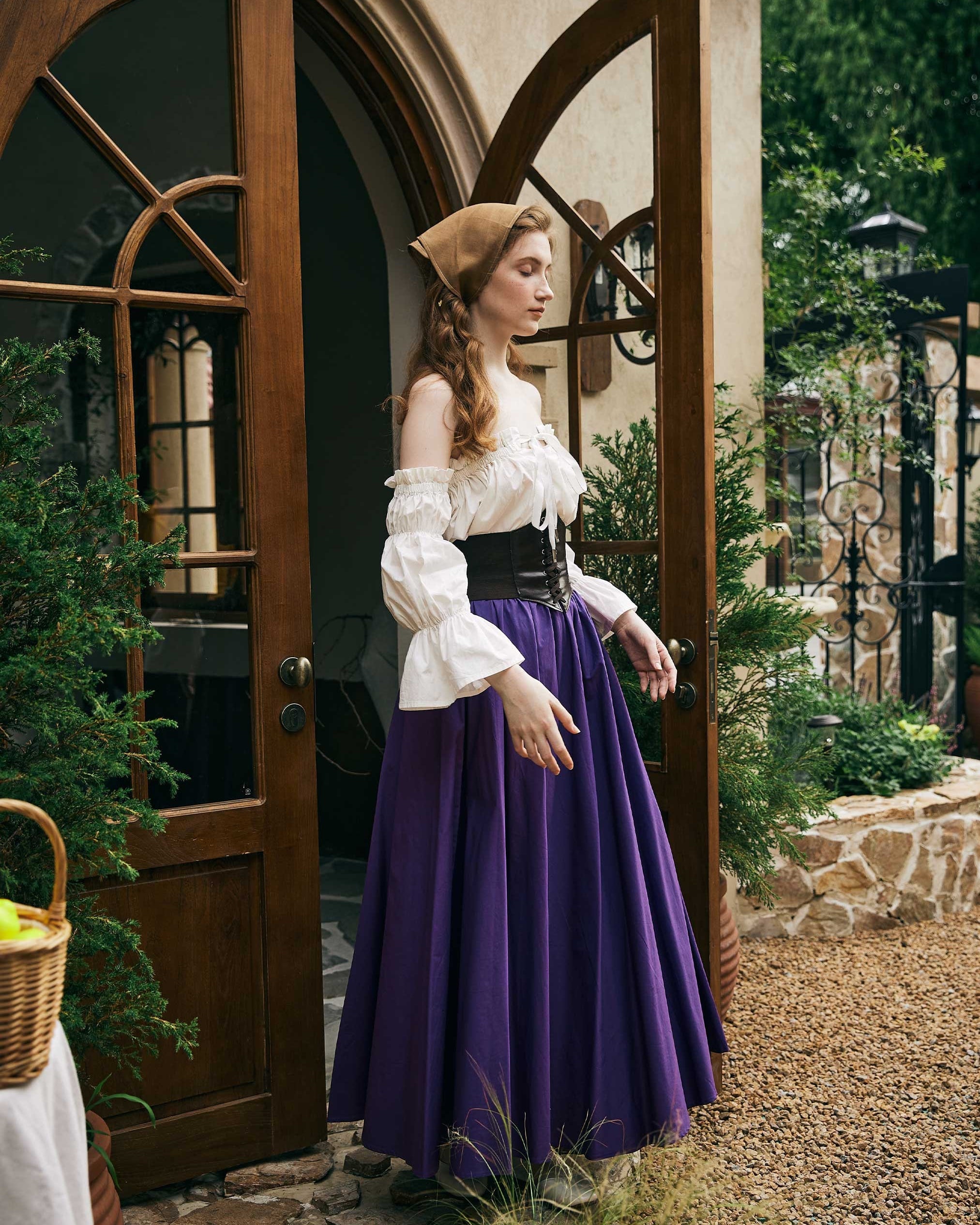 Renaissance Skirt Victorian Cotton Skirt Long Skirt Jupe Longue Purple Maxi Skirt Medieval Dress Skirt Ren Faire Skirt Boho Skirt