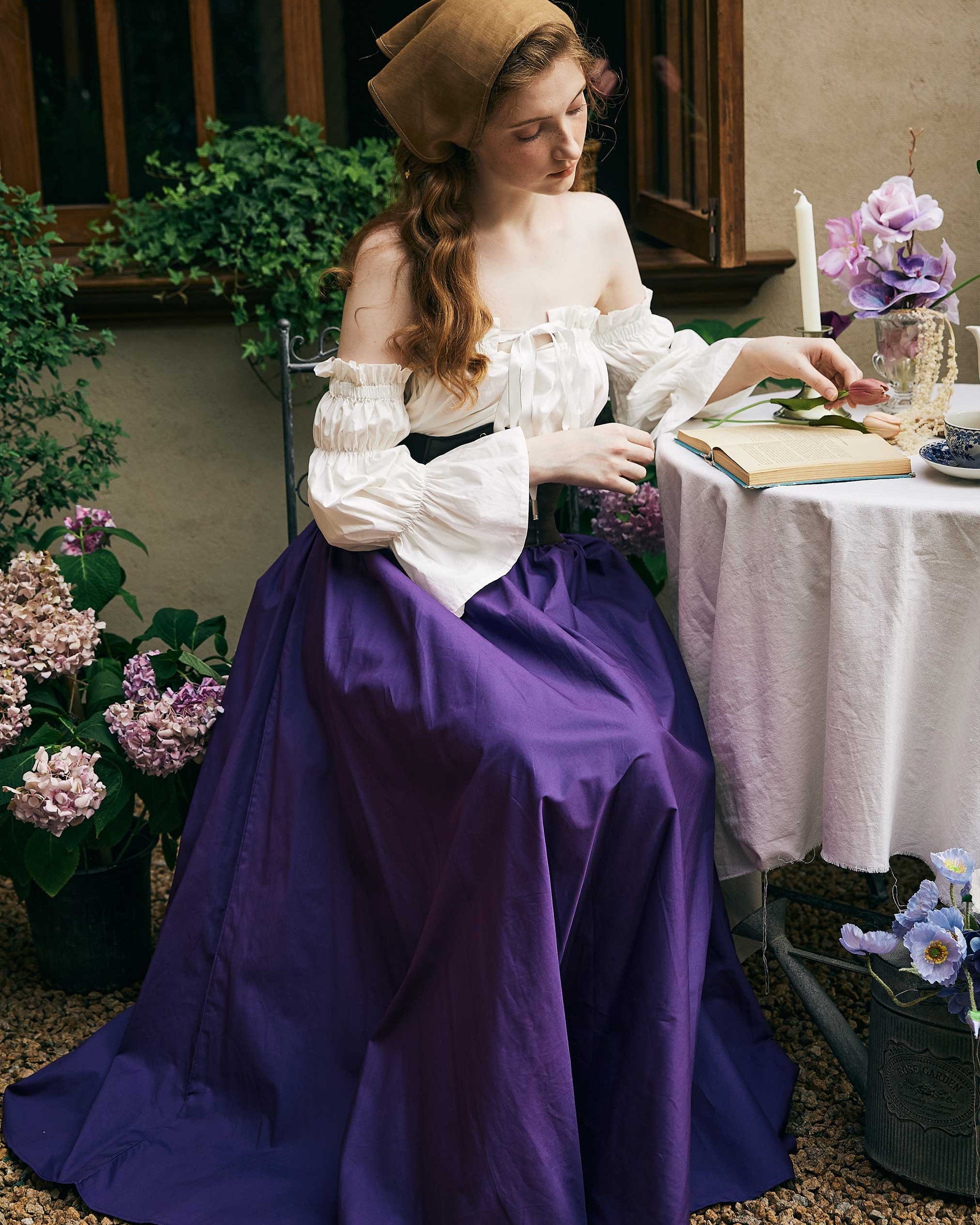 Renaissance Skirt Victorian Cotton Skirt Long Skirt Jupe Longue Purple Maxi Skirt Medieval Dress Skirt Ren Faire Skirt Boho Skirt