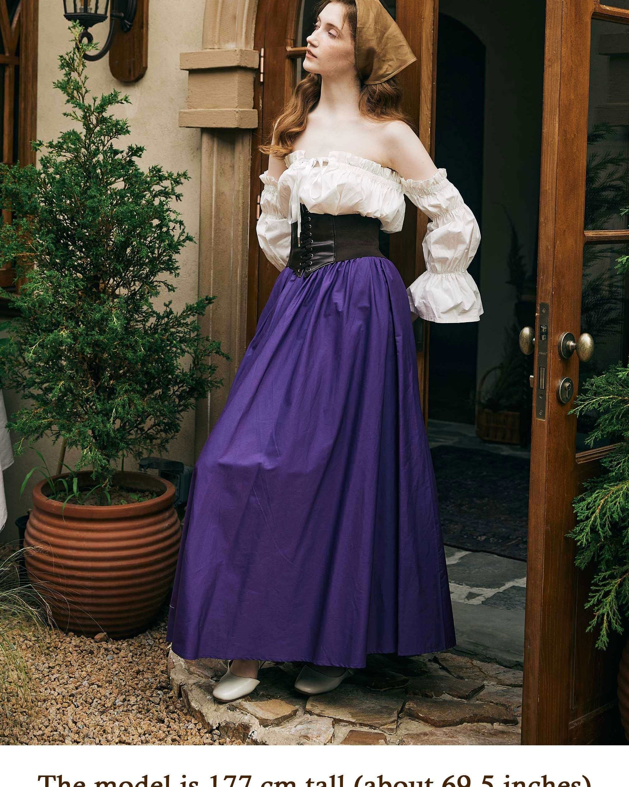 Renaissance Skirt Victorian Cotton Skirt Long Skirt Jupe Longue Purple Maxi Skirt Medieval Dress Skirt Ren Faire Skirt Boho Skirt