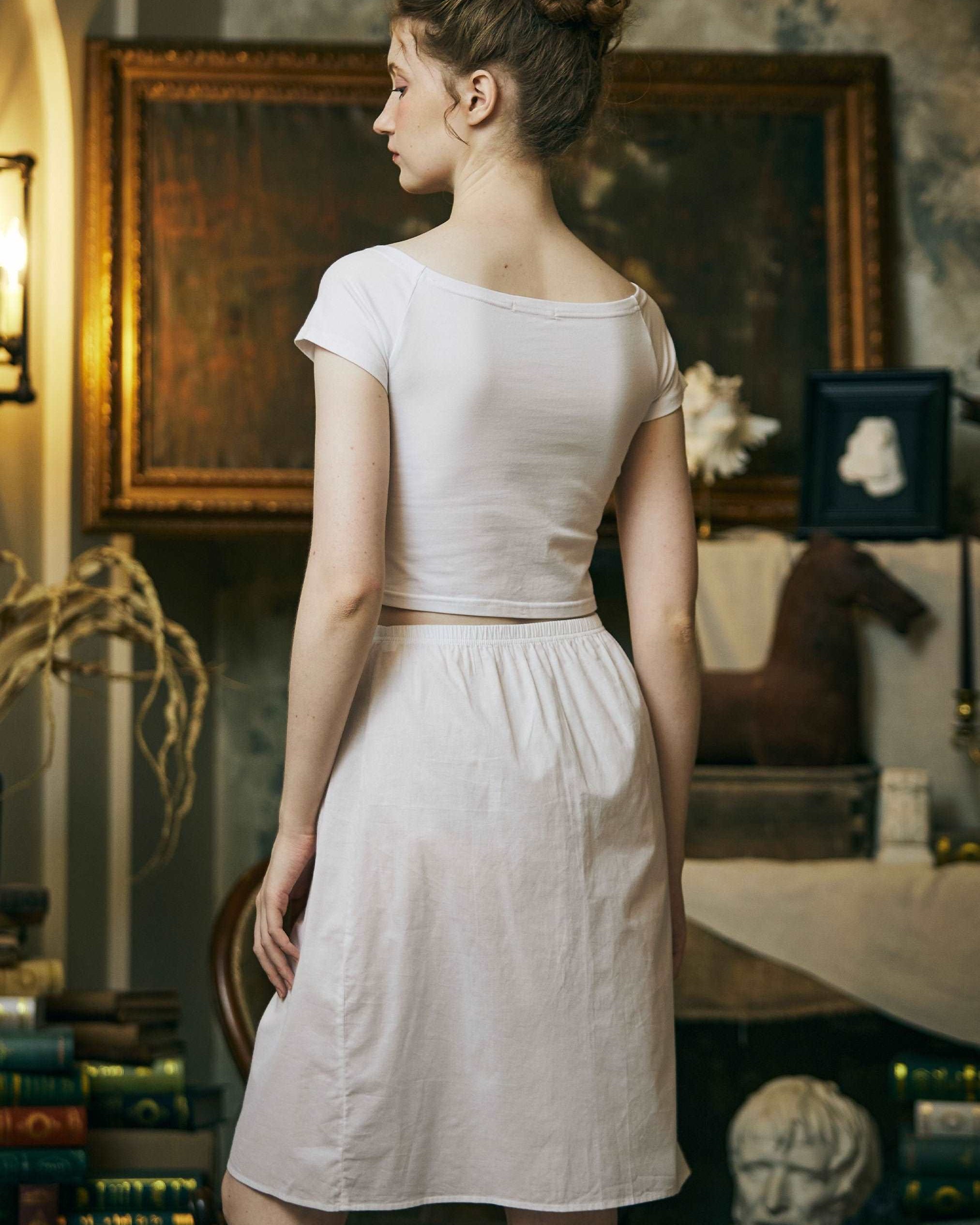 Cotton Half Slip Petticoat Slip Skirt Organic Cotton Unterrock Women Underskirt in Three Lengths Four Colors White Ivory Nude Black