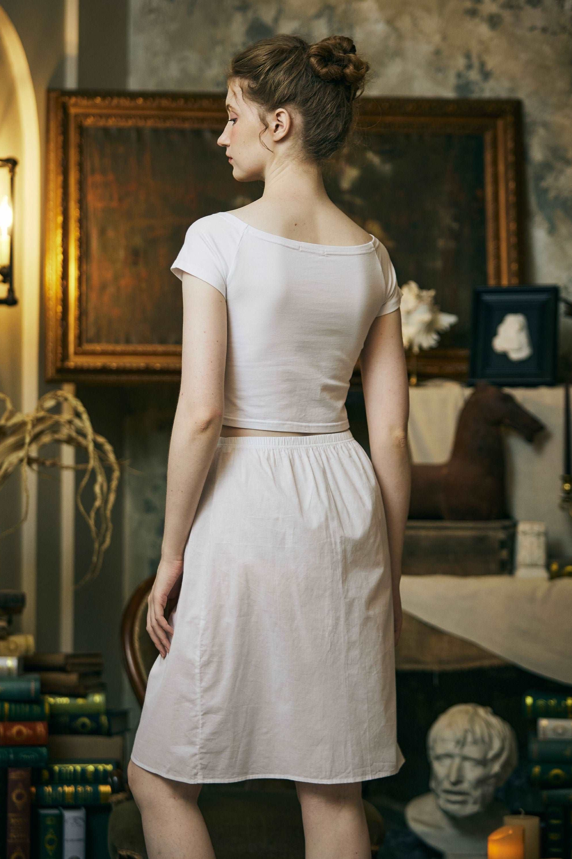 Cotton Half Slip Petticoat Slip Skirt Organic Cotton Unterrock Women Underskirt in Three Lengths Four Colors White Ivory Nude Black