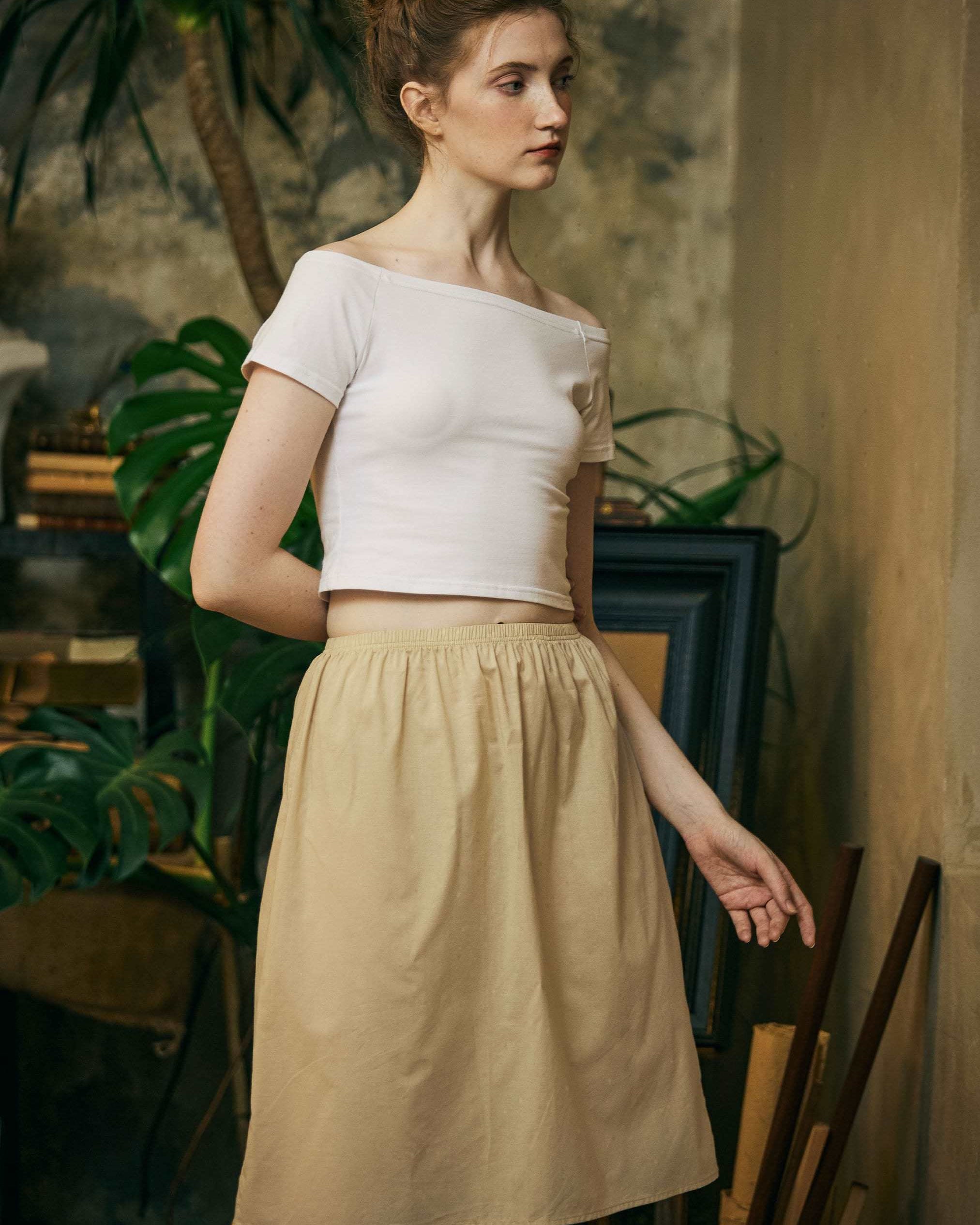 Cotton Half Slip Petticoat Slip Skirt Organic Cotton Unterrock Women Underskirt in Three Lengths Four Colors White Ivory Nude Black