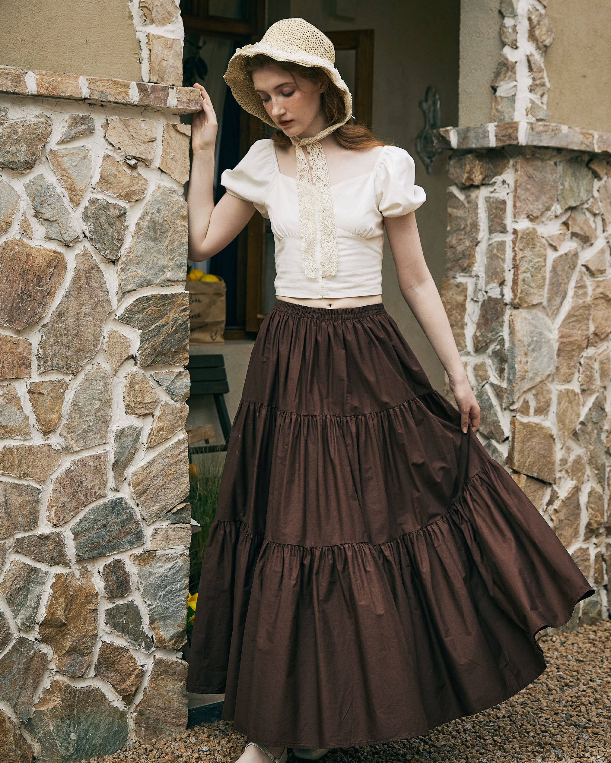 Renaissance Fair Skirt Victorian Skirt Medieval outfits Ren Faire Costume Pirate Tiered Skirt Cotton Long Skirt Full Length Peasant Skirt