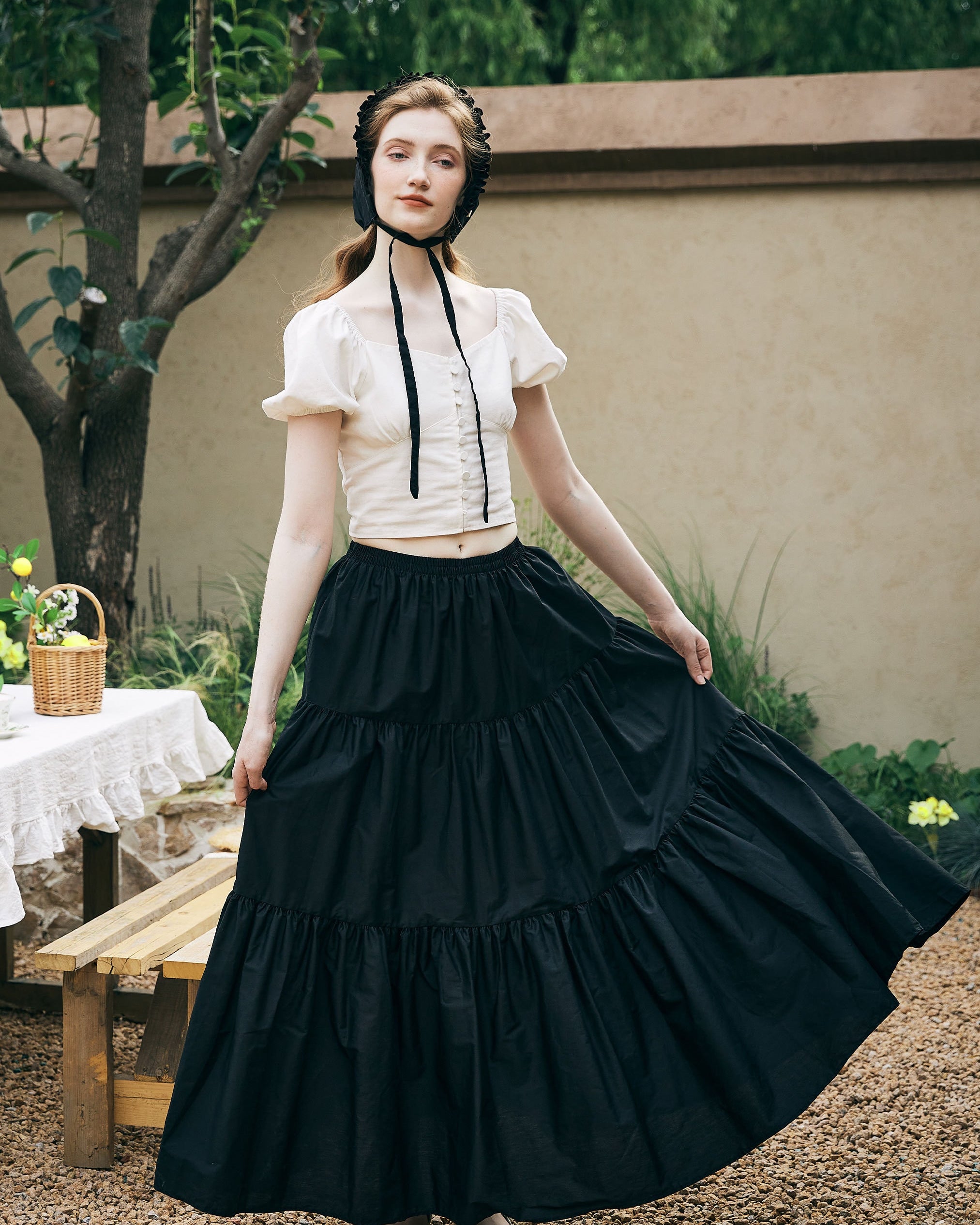 Renaissance Fair Skirt Victorian Skirt Medieval outfits Ren Faire Costume Pirate Tiered Skirt Cotton Long Skirt Full Length Peasant Skirt