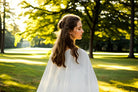 Bridal Cape Pearl Ivory Chiffon Long Cape Wedding cape for Bride Wedding White Cloak With Train Photo Shoot Cape Length