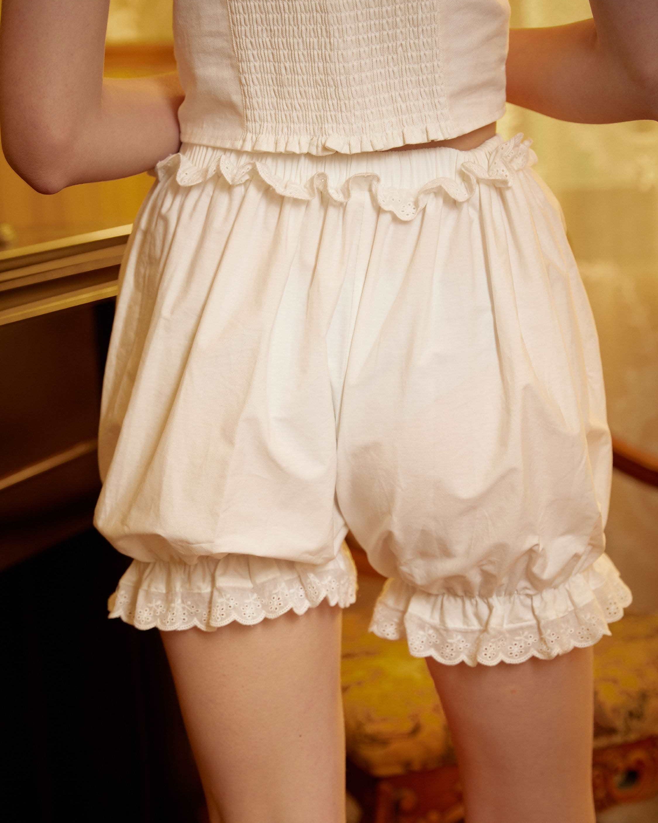 Cotton Bloomers Women Bloomer Shorts Pantaloons Victorian Bloomers Summer Shorts Pettipants Lace Trim With Bows