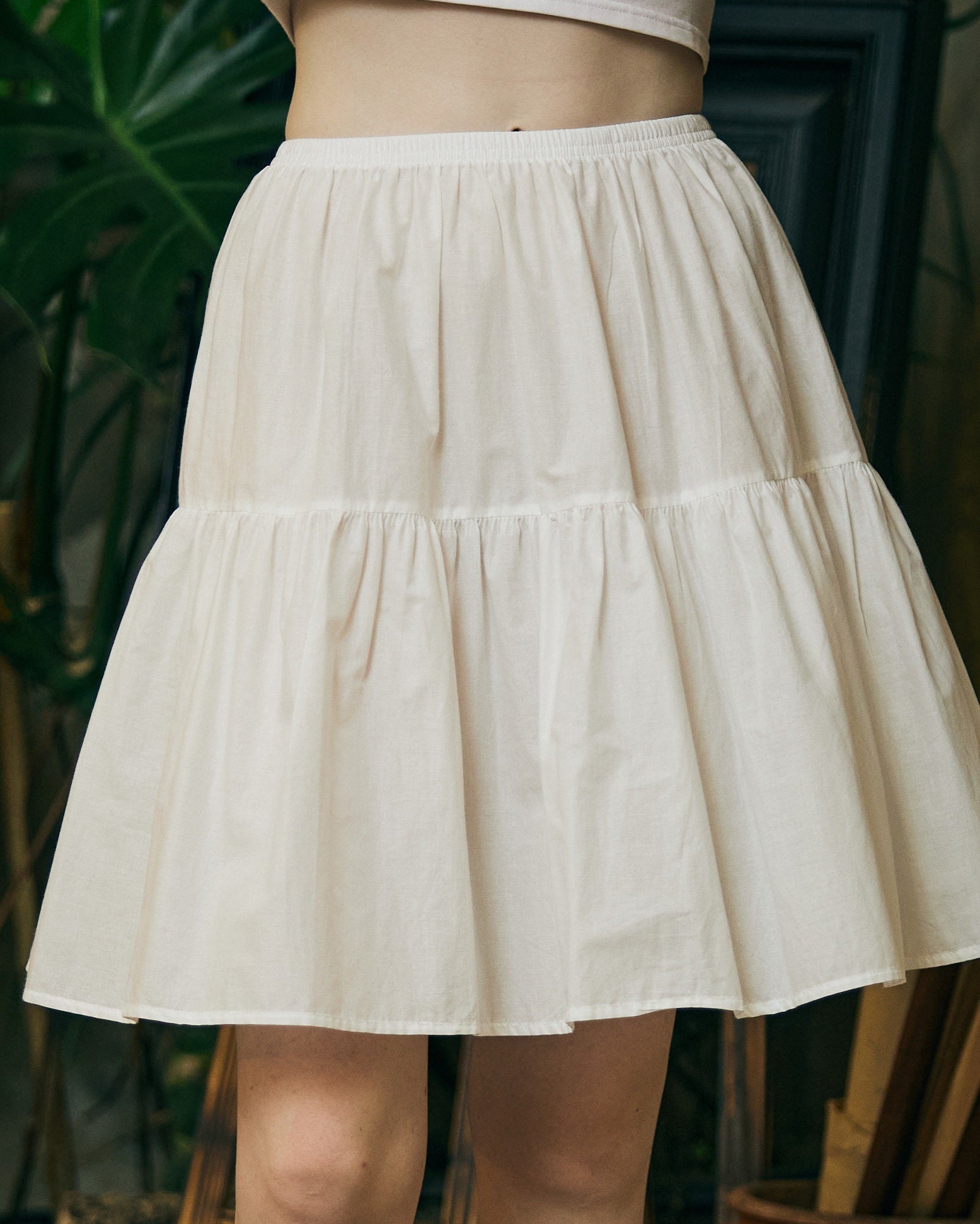 Petticoat 100% Cotton Underskirt Half Slip Unterrock Jupon Petticoat Skirt Extender Slip Ivory/White