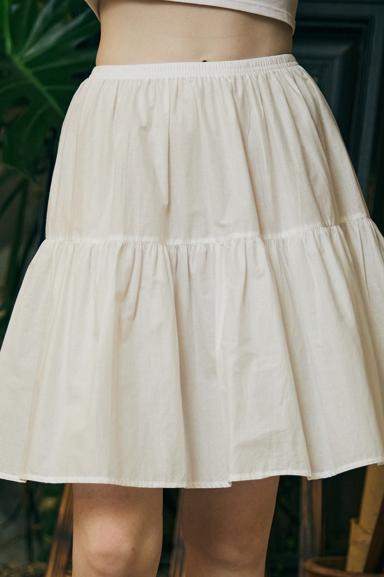 Petticoat 100% Cotton Underskirt Half Slip Unterrock Jupon Petticoat Skirt Extender Slip Ivory/White