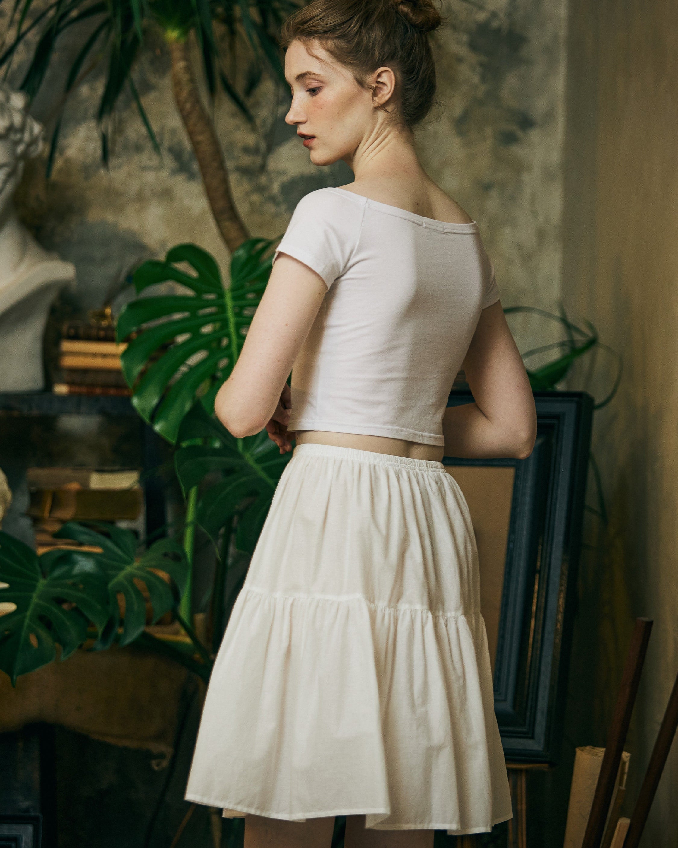 Petticoat 100% Cotton Underskirt Half Slip Unterrock Jupon Petticoat Skirt Extender Slip Ivory/White