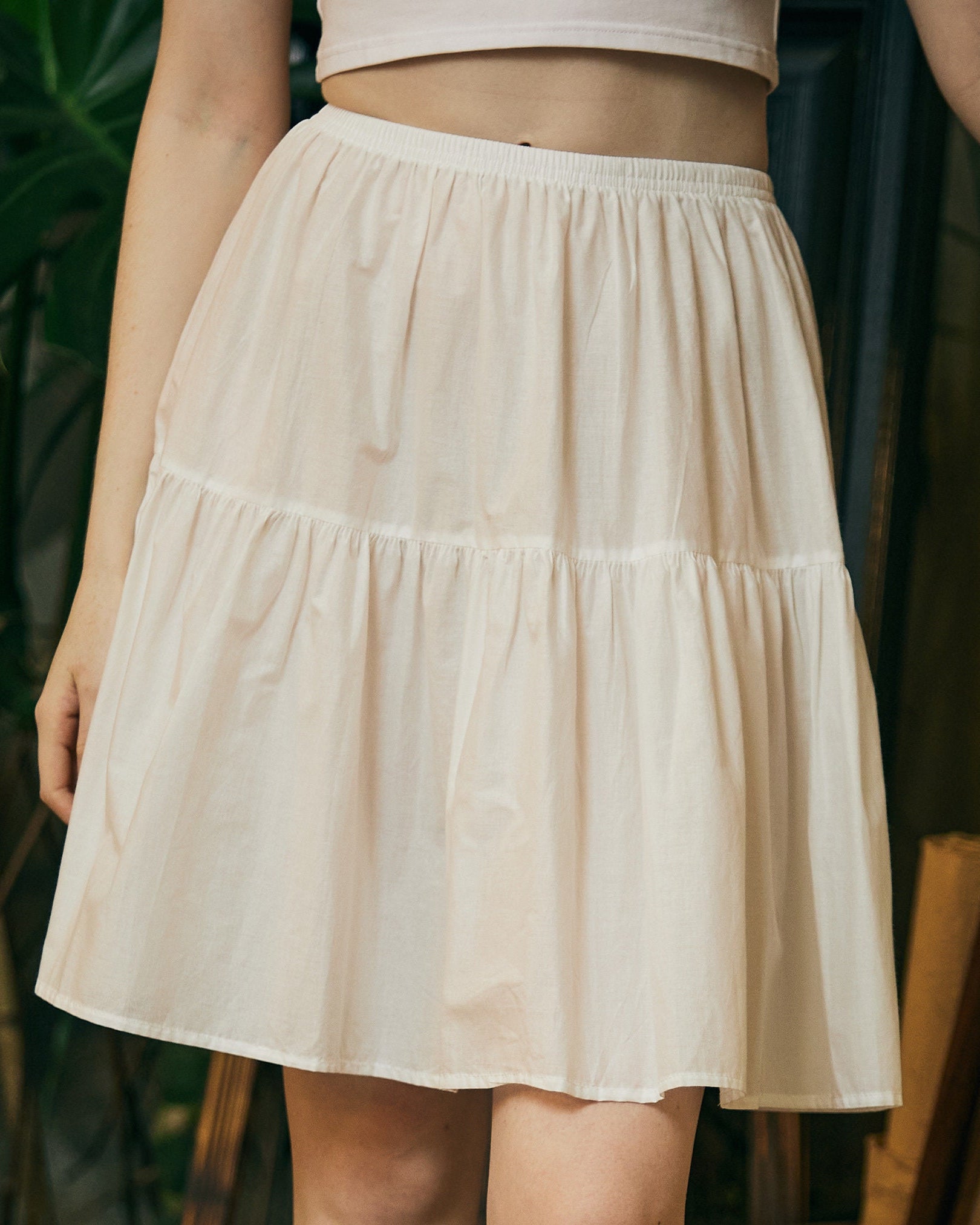 Petticoat 100% Cotton Underskirt Half Slip Unterrock Jupon Petticoat Skirt Extender Slip Ivory/White