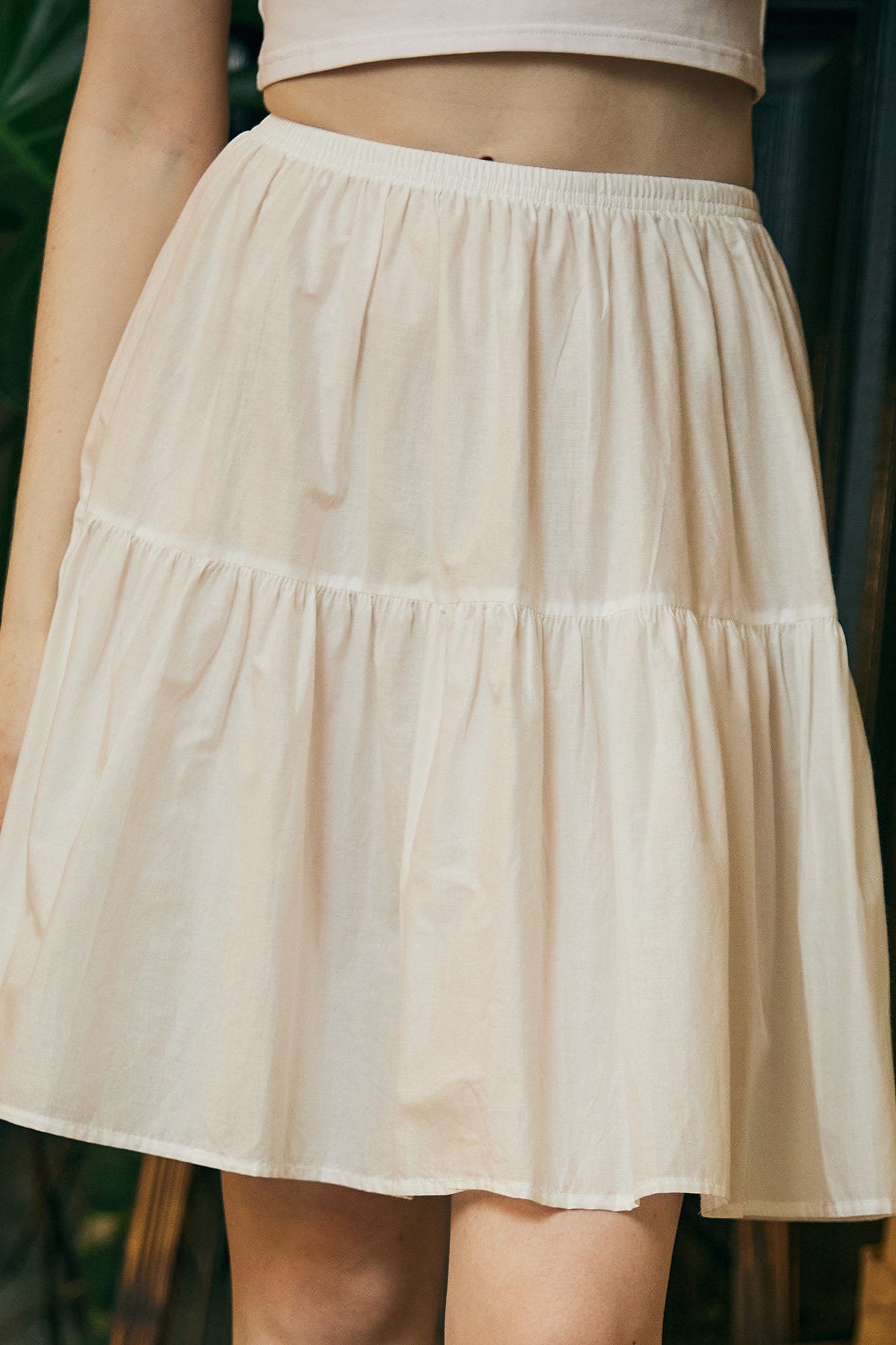 Petticoat 100% Cotton Underskirt Half Slip Unterrock Jupon Petticoat Skirt Extender Slip Ivory/White