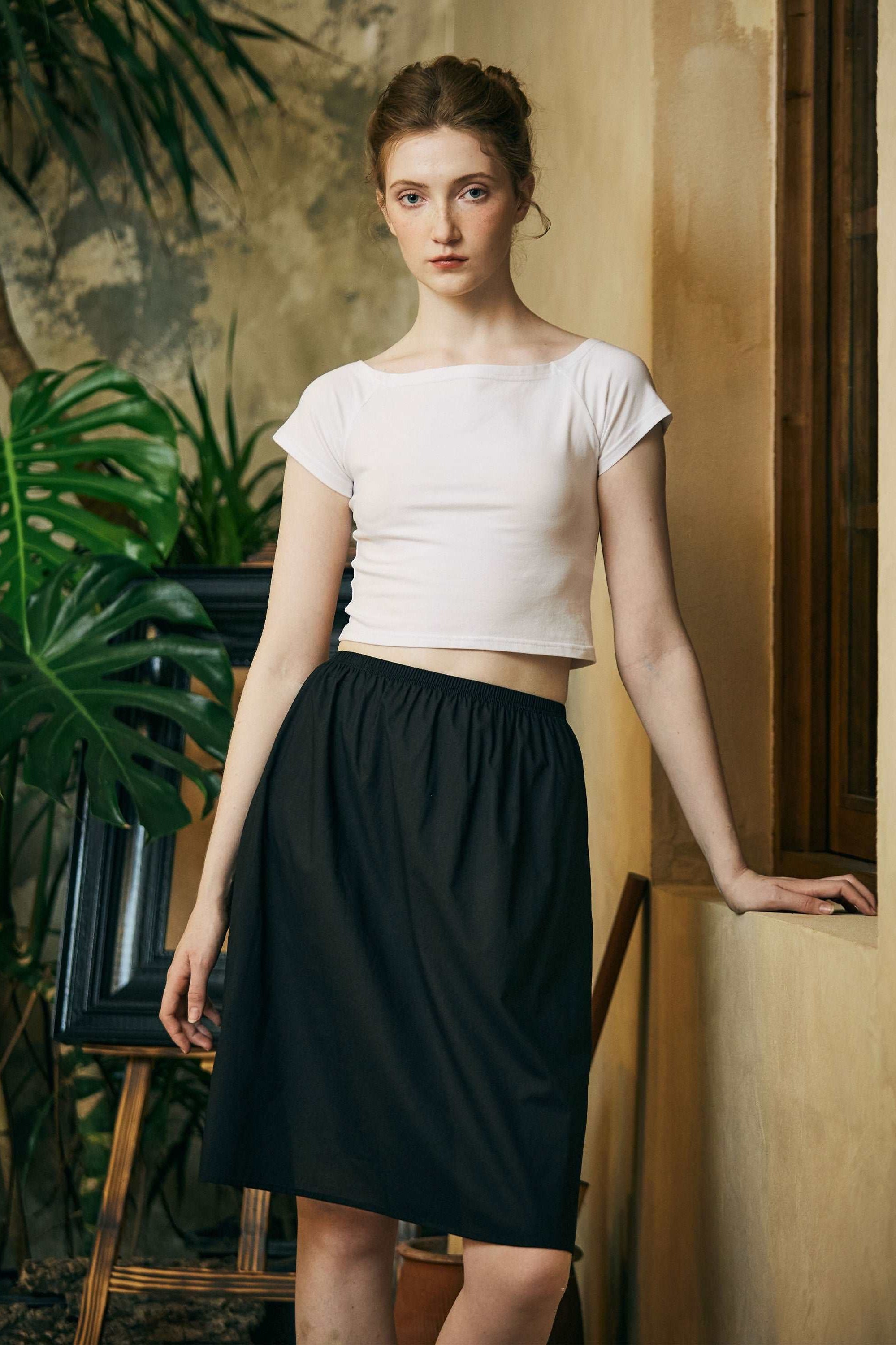 Cotton Half Slip Petticoat Slip Skirt Organic Cotton Unterrock Women Underskirt in Three Lengths Four Colors White Ivory Nude Black