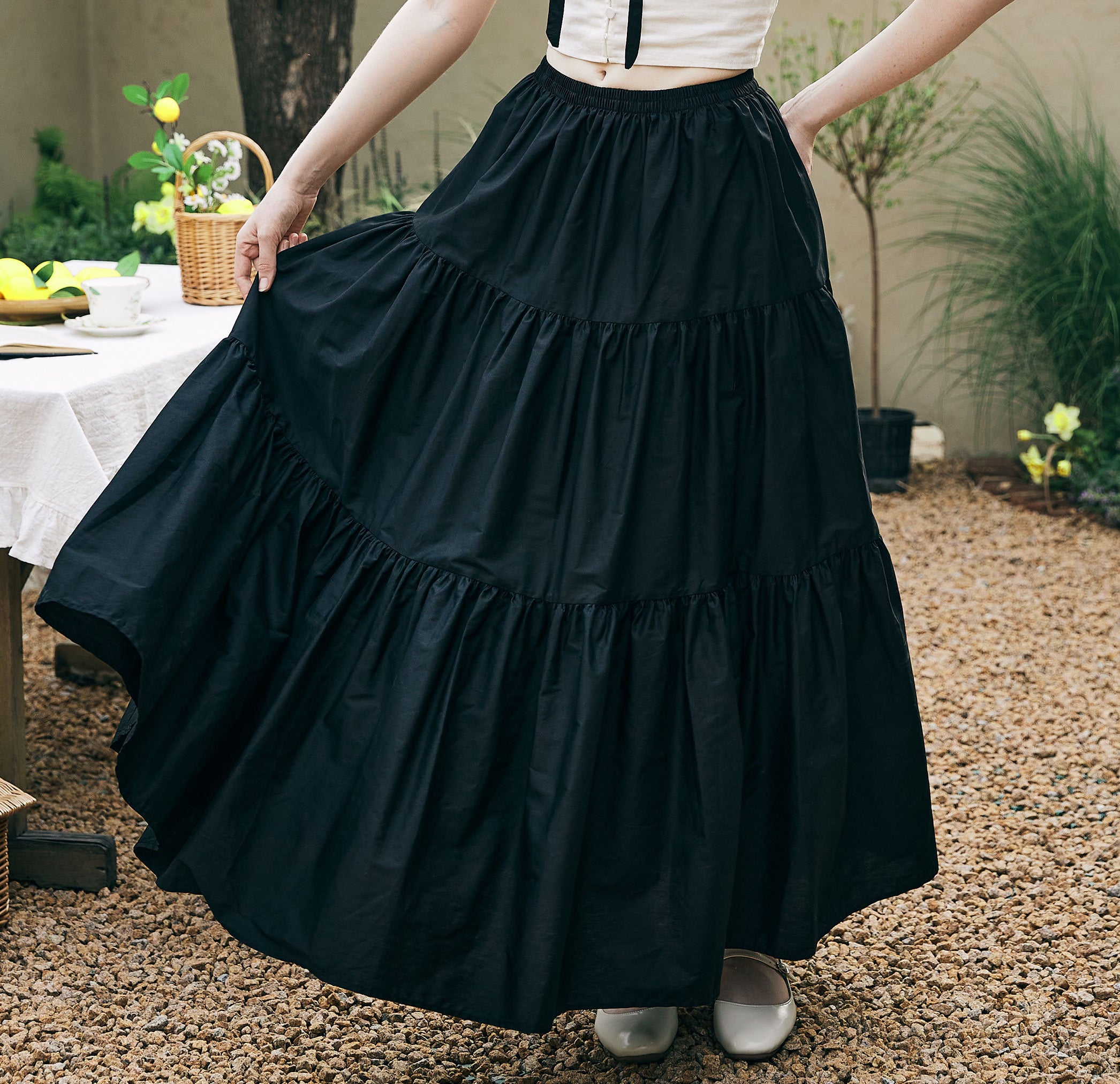 Renaissance Fair Skirt Victorian Skirt Medieval outfits Ren Faire Costume Pirate Tiered Skirt Cotton Long Skirt Full Length Peasant Skirt