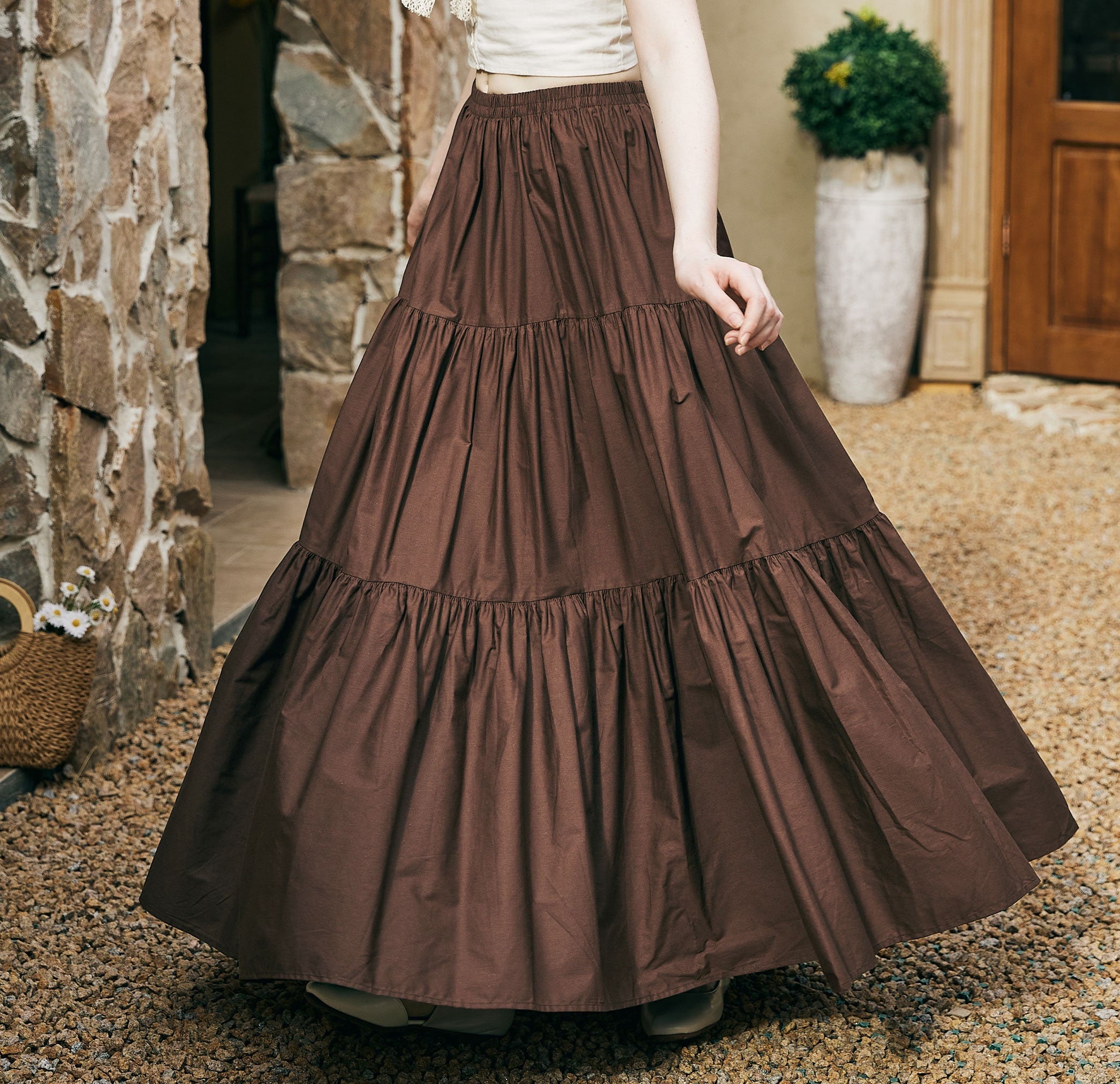 Renaissance Fair Skirt Victorian Skirt Medieval outfits Ren Faire Costume Pirate Tiered Skirt Cotton Long Skirt Full Length Peasant Skirt