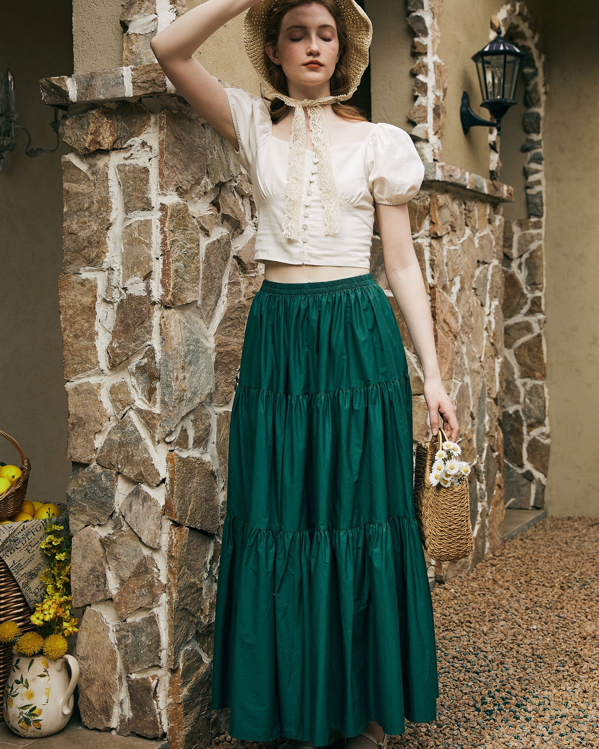 Renaissance Fair Skirt Victorian Skirt Medieval outfits Ren Faire Costume Pirate Tiered Skirt Cotton Long Skirt Full Length Peasant Skirt