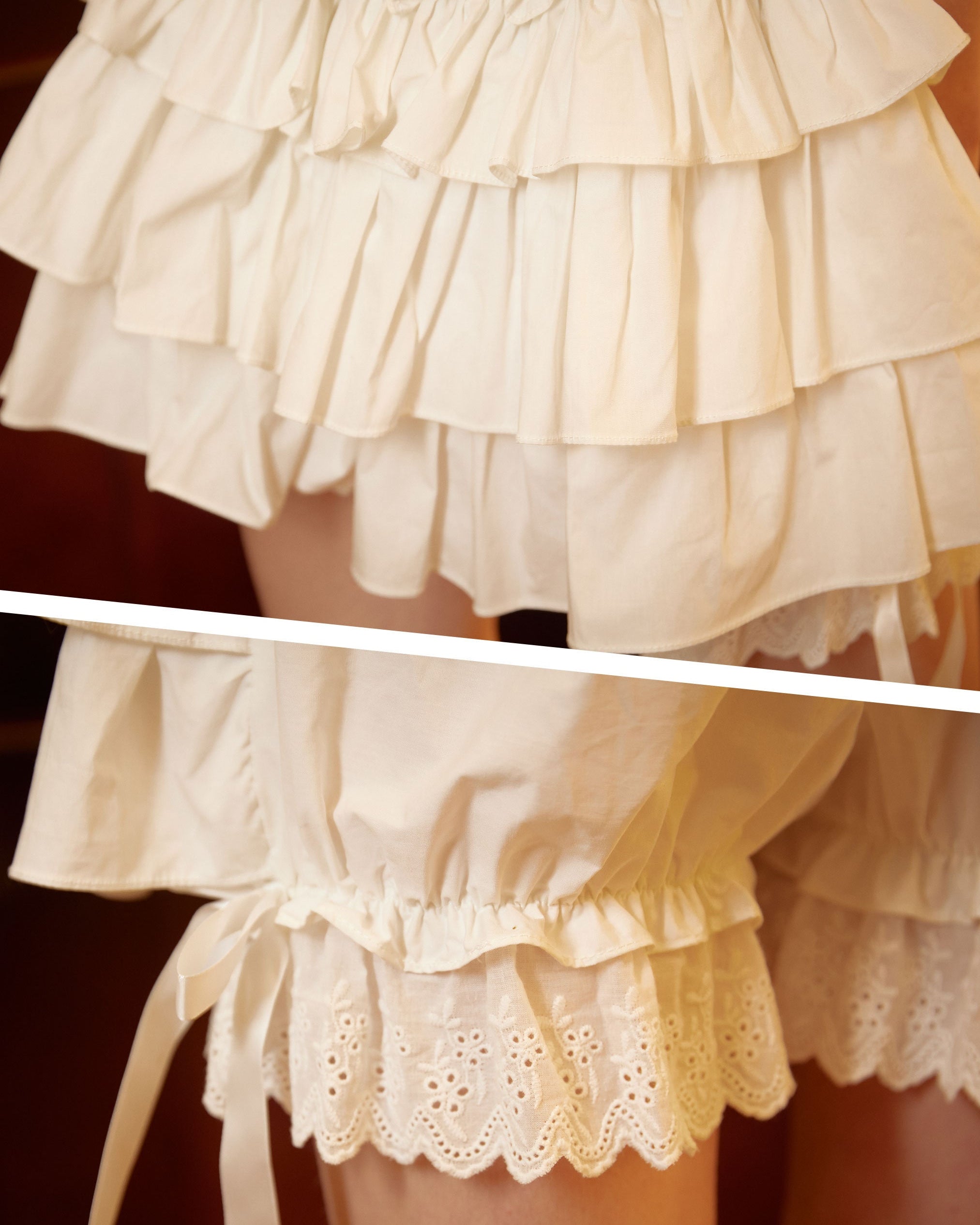 Cotton Bloomers Women Bloomer Shorts Pantaloons Victorian Ruffles Bloomers Summer Shorts Pettipants Lace Trim Side Bows