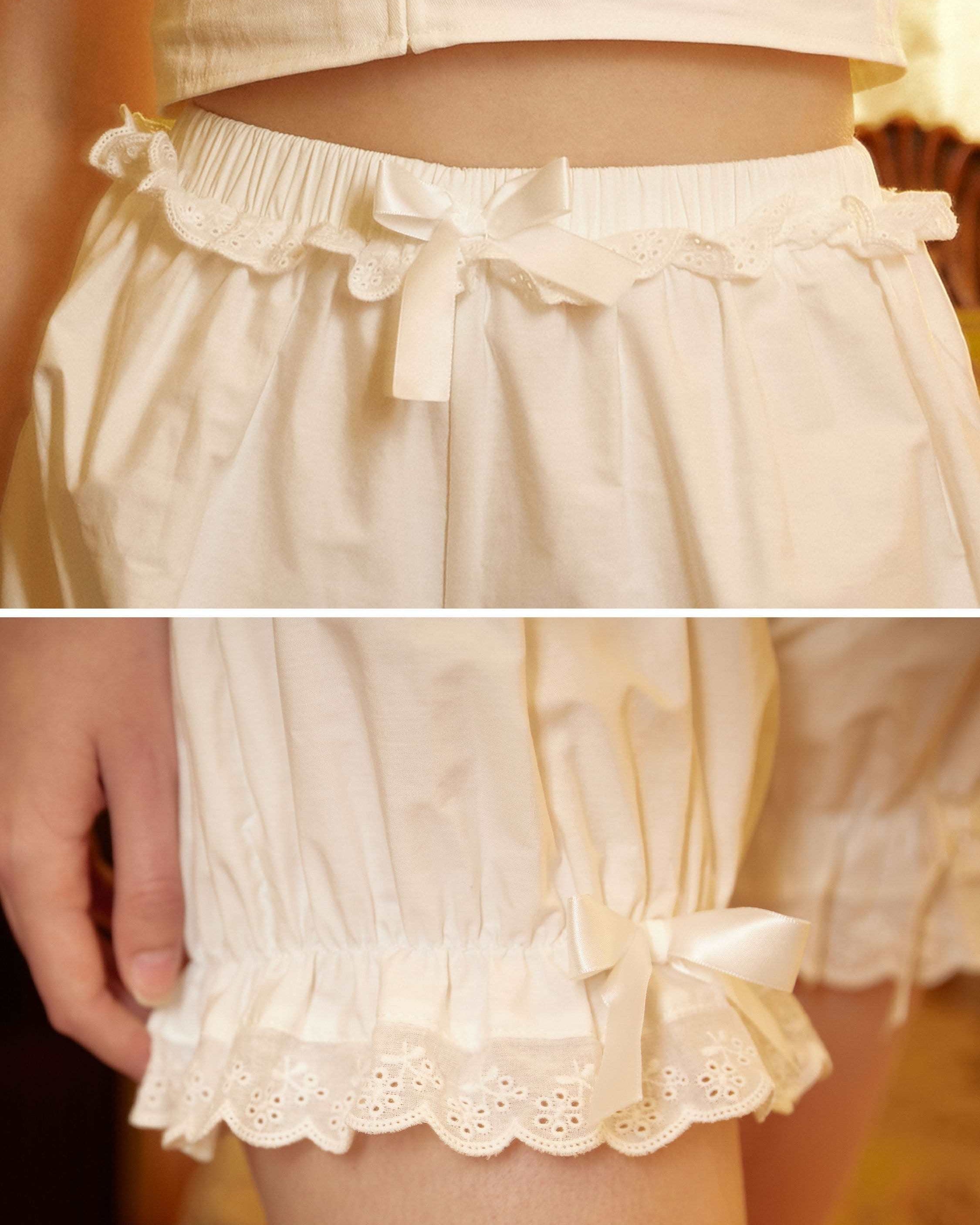 Cotton Bloomers Women Bloomer Shorts Pantaloons Victorian Bloomers Summer Shorts Pettipants Lace Trim With Bows