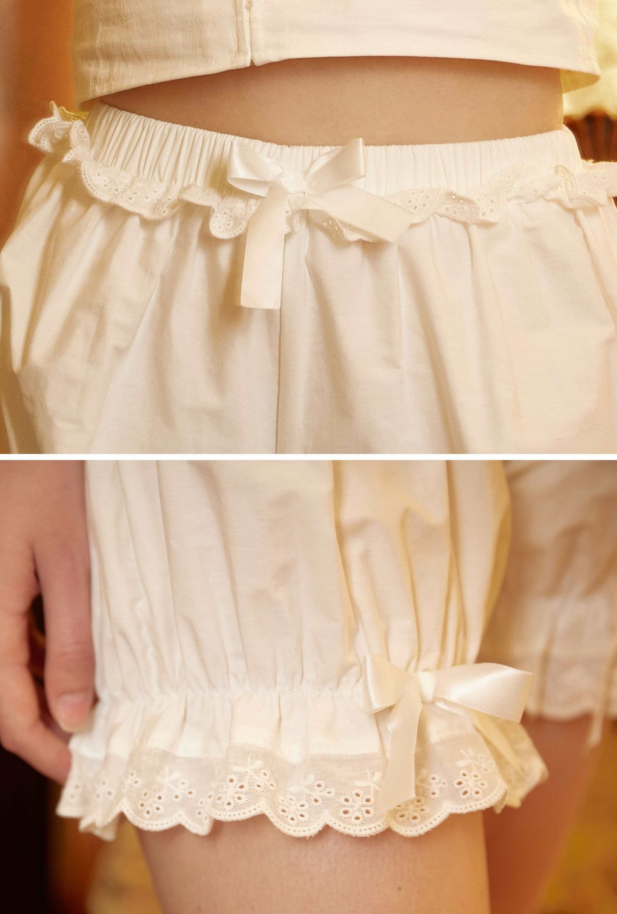 Cotton Bloomers Women Bloomer Shorts Pantaloons Victorian Bloomers Summer Shorts Pettipants Lace Trim With Bows