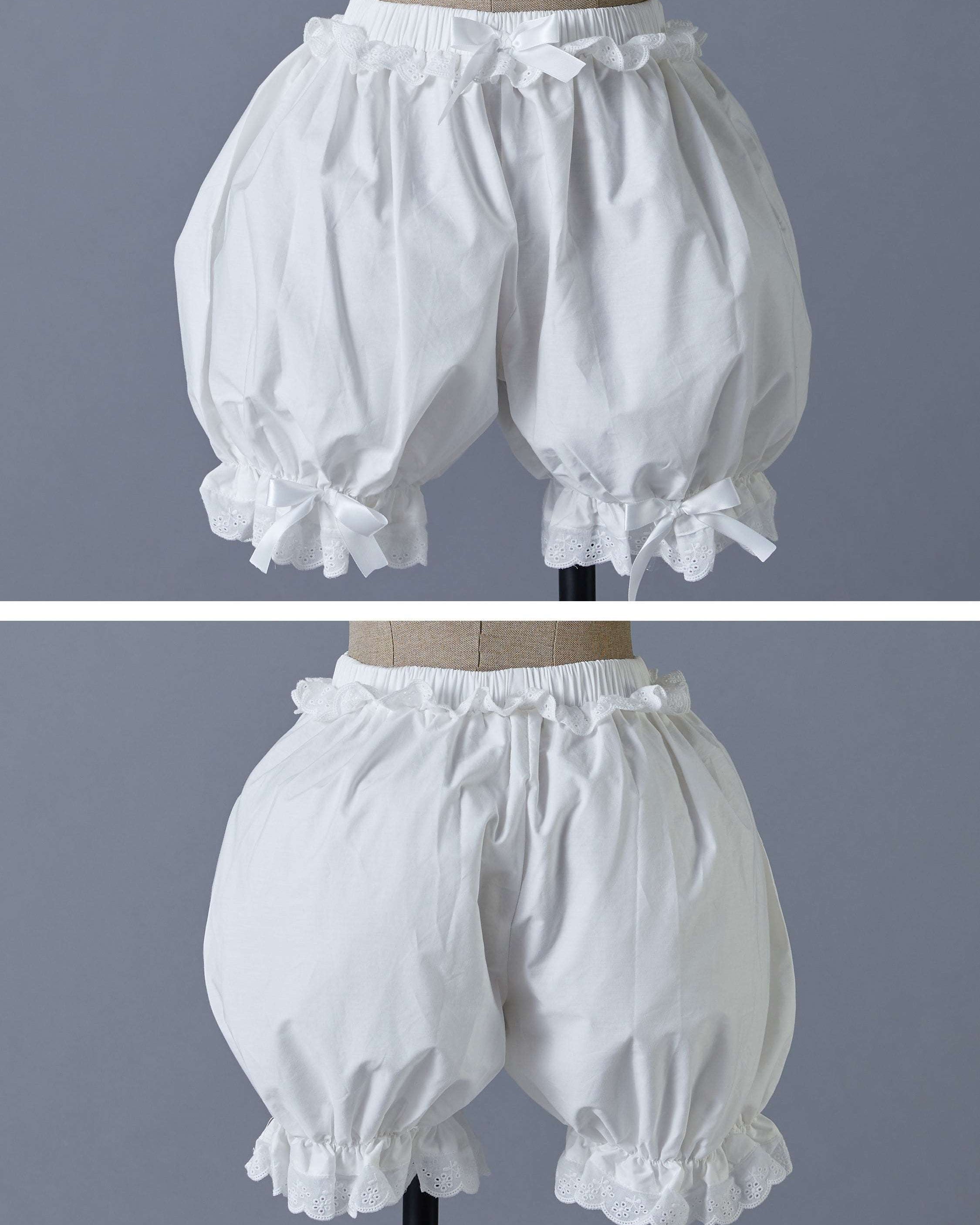 Cotton Bloomers Women Bloomer Shorts Pantaloons Victorian Bloomers Summer Shorts Pettipants Lace Trim With Bows